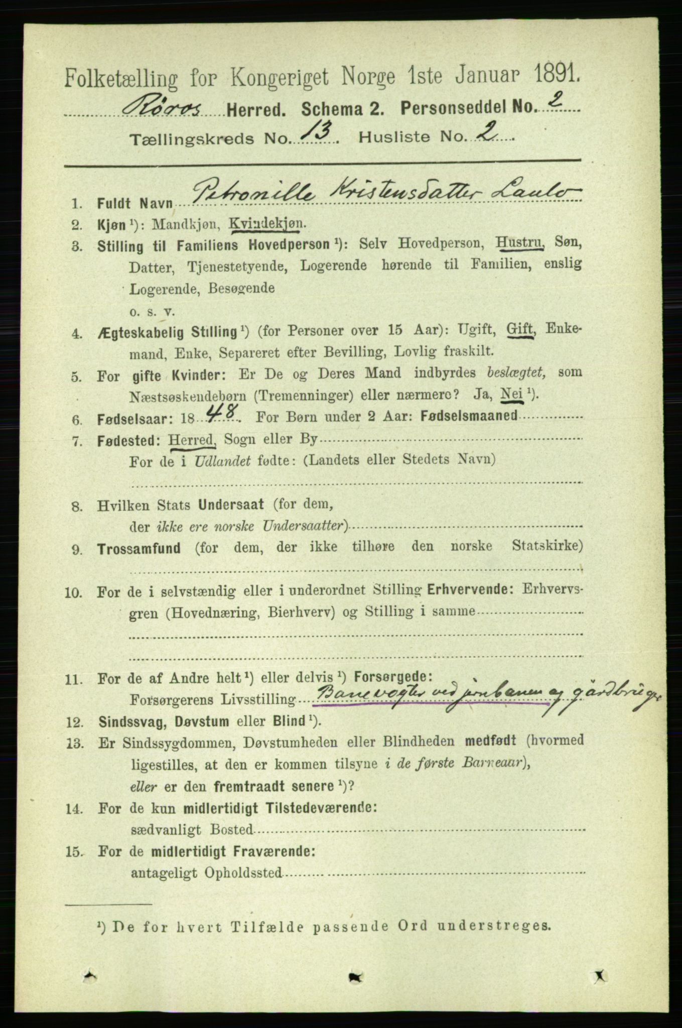 RA, 1891 census for 1640 Røros, 1891, p. 2563