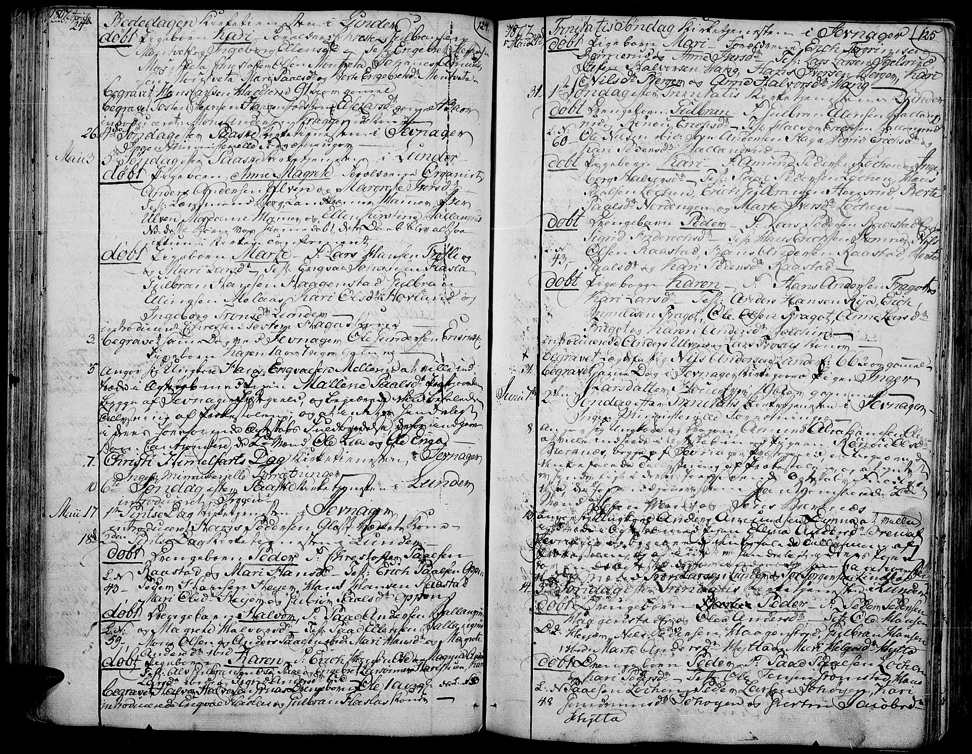 Jevnaker prestekontor, AV/SAH-PREST-116/H/Ha/Haa/L0004: Parish register (official) no. 4, 1800-1861, p. 124-125