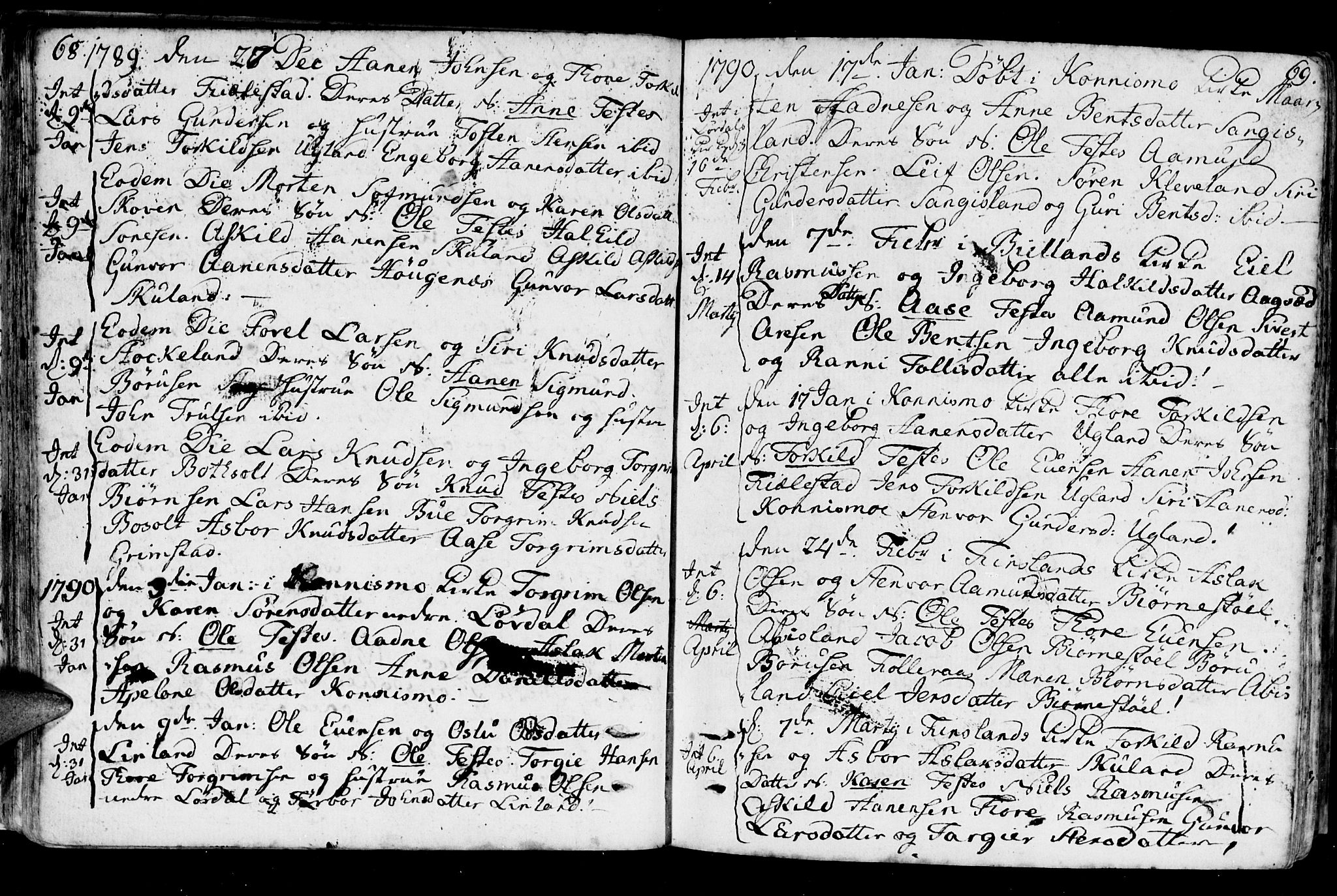 Holum sokneprestkontor, AV/SAK-1111-0022/F/Fa/Fab/L0004: Parish register (official) no. A 4, 1774-1847, p. 68-69