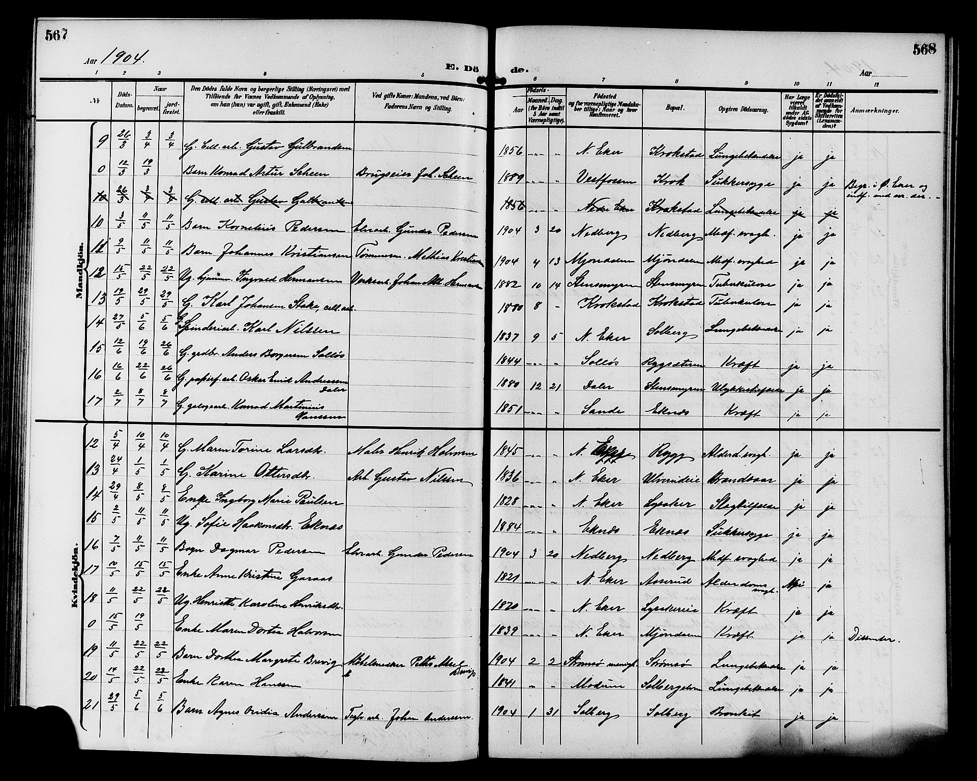 Nedre Eiker kirkebøker, AV/SAKO-A-612/G/Ga/L0003: Parish register (copy) no. 3, 1896-1905, p. 567-568
