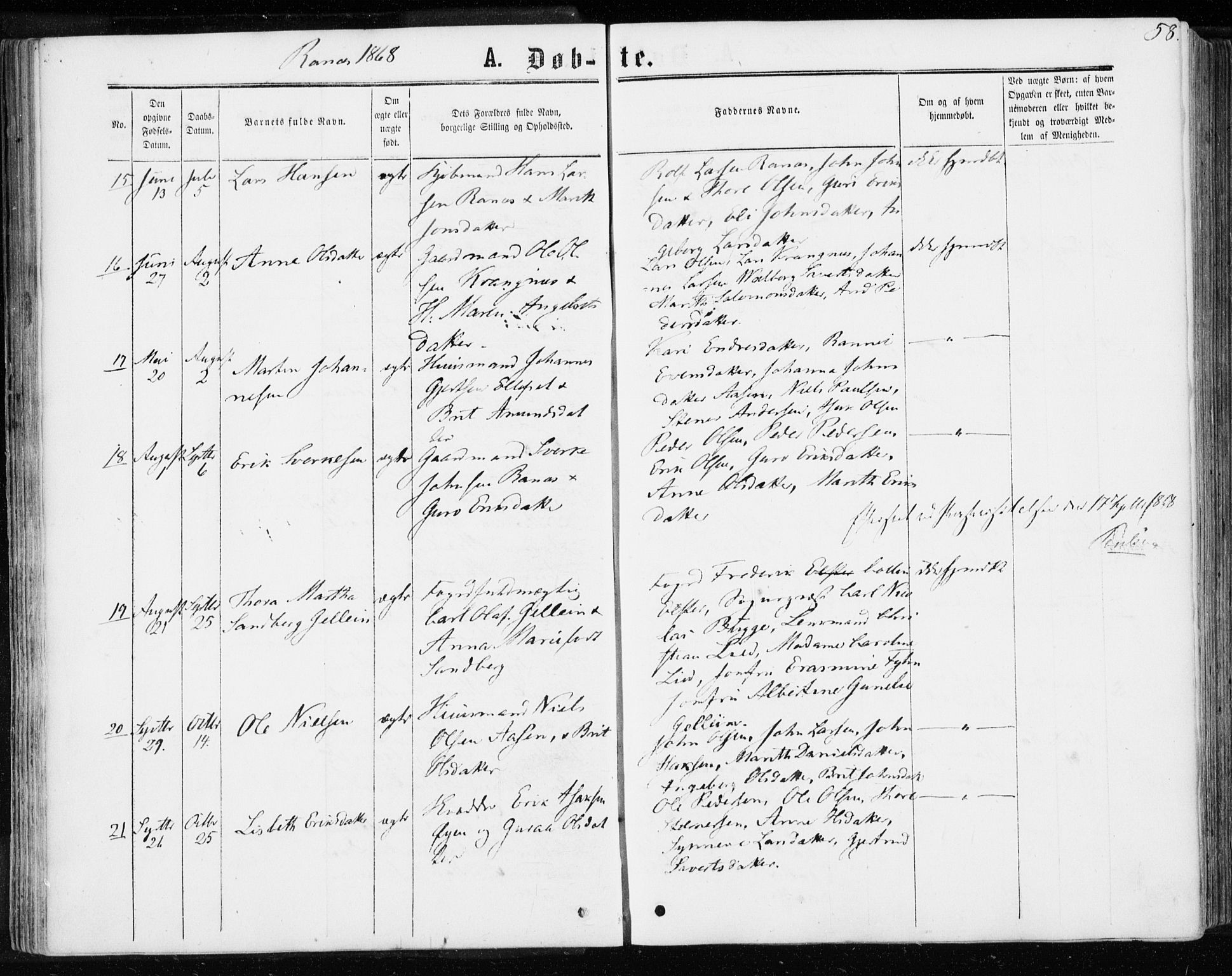 Ministerialprotokoller, klokkerbøker og fødselsregistre - Møre og Romsdal, SAT/A-1454/595/L1045: Parish register (official) no. 595A07, 1863-1873, p. 58