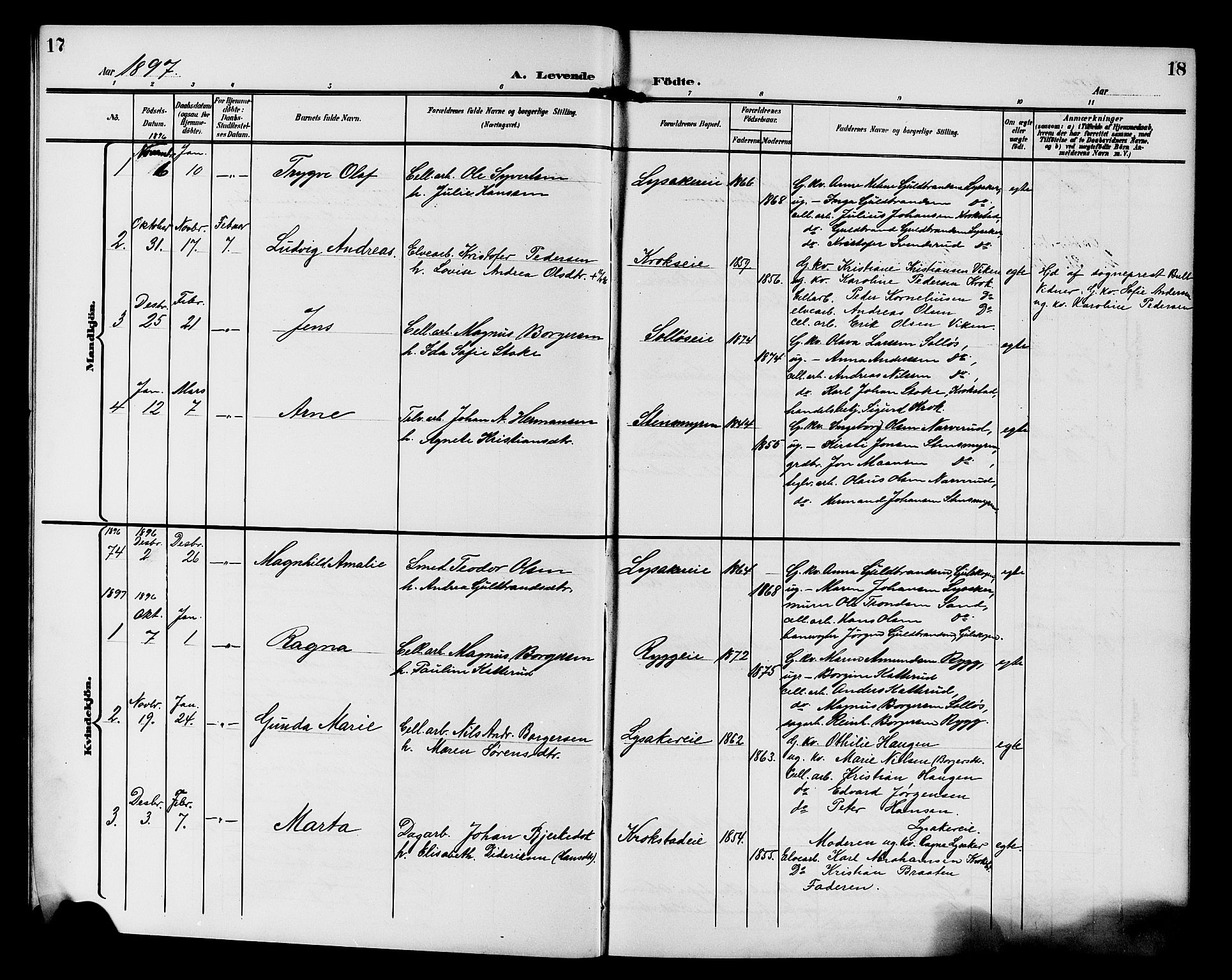 Nedre Eiker kirkebøker, AV/SAKO-A-612/G/Ga/L0003: Parish register (copy) no. 3, 1896-1905, p. 17-18