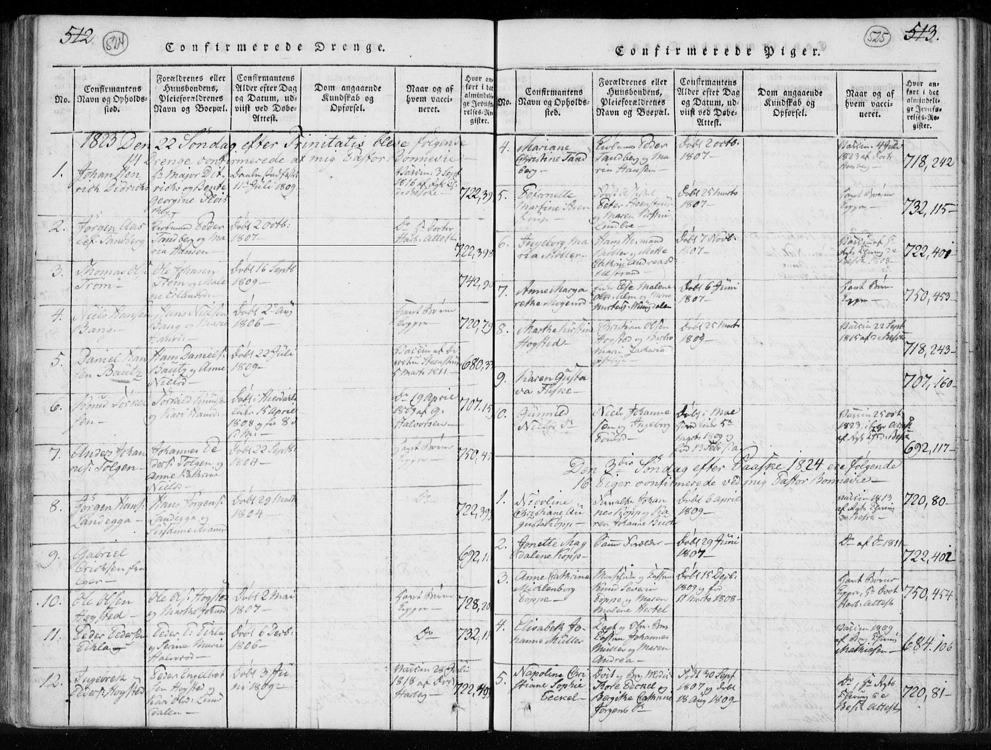 Kongsberg kirkebøker, AV/SAKO-A-22/F/Fa/L0008: Parish register (official) no. I 8, 1816-1839, p. 524-525