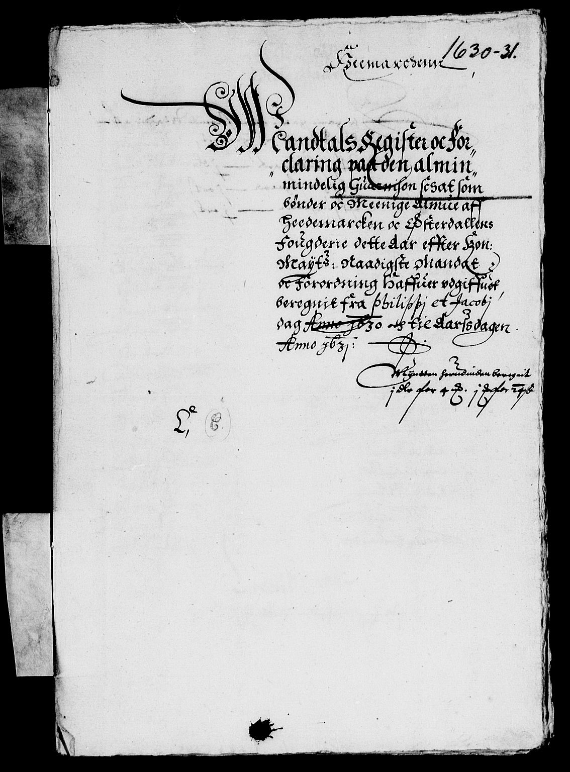 Rentekammeret inntil 1814, Reviderte regnskaper, Lensregnskaper, AV/RA-EA-5023/R/Rb/Rba/L0103: Akershus len, 1629-1631