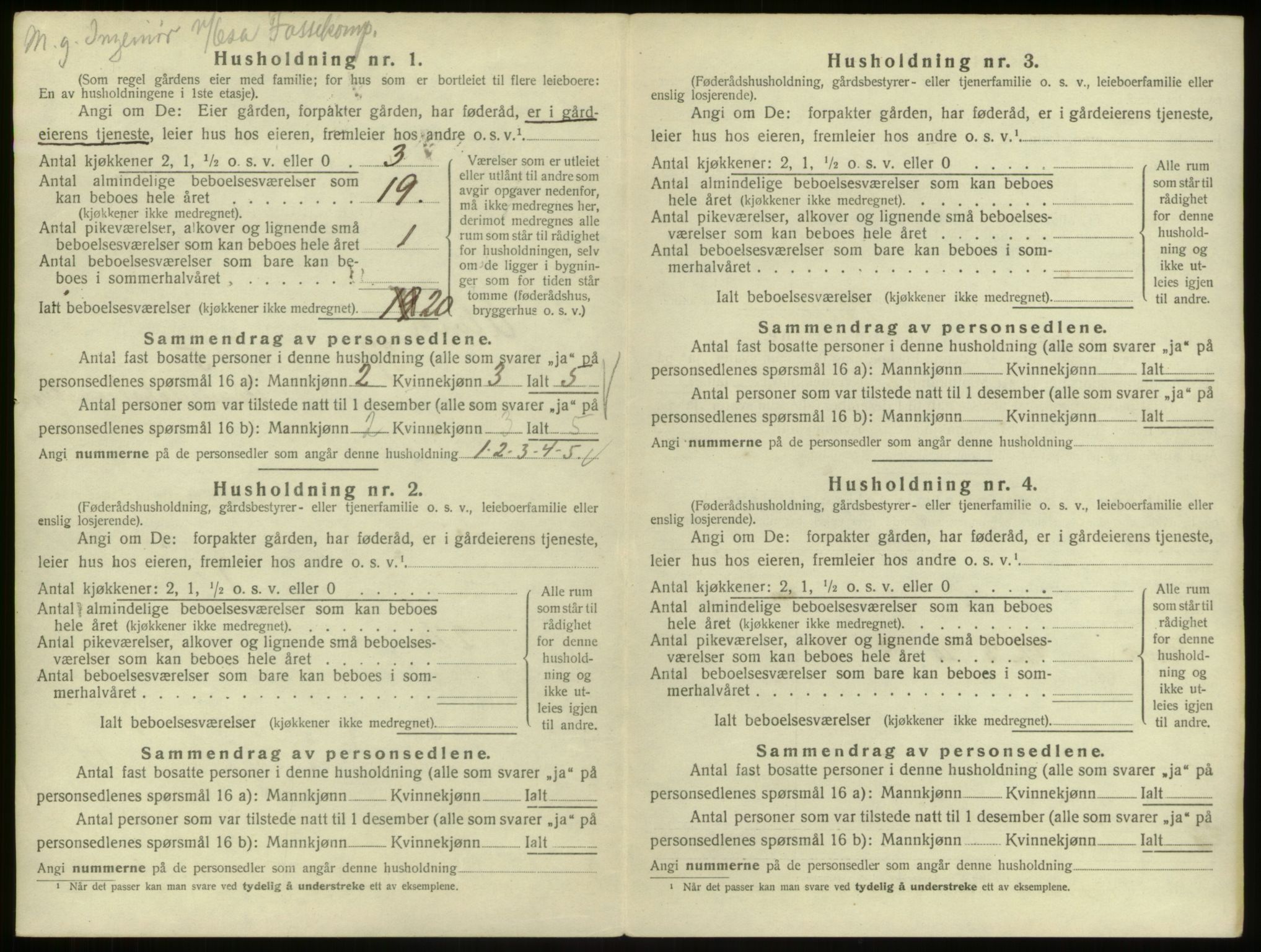 SAB, 1920 census for Ulvik, 1920, p. 18