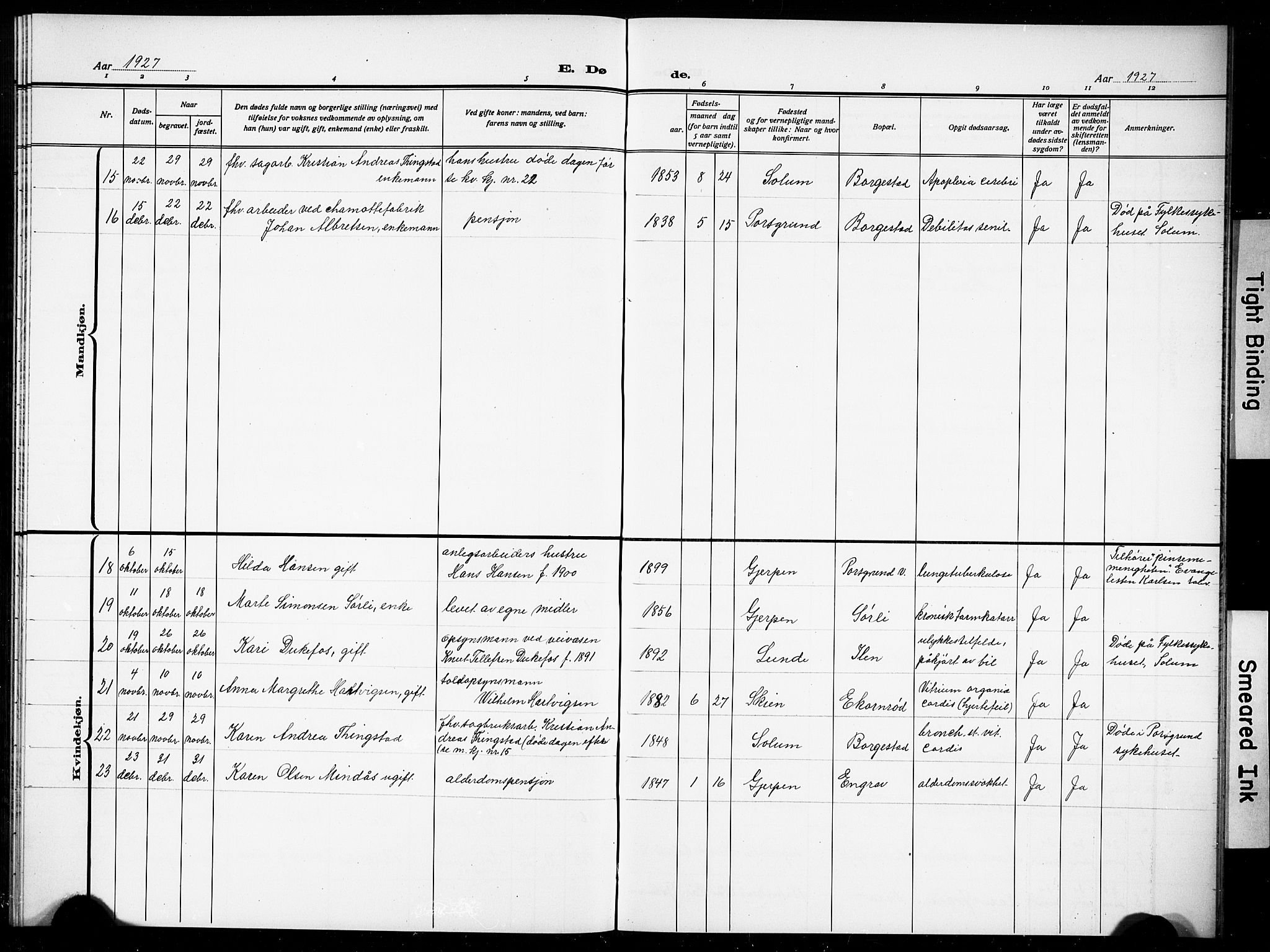 Gjerpen kirkebøker, SAKO/A-265/G/Gb/L0001: Parish register (copy) no. II 1, 1920-1929