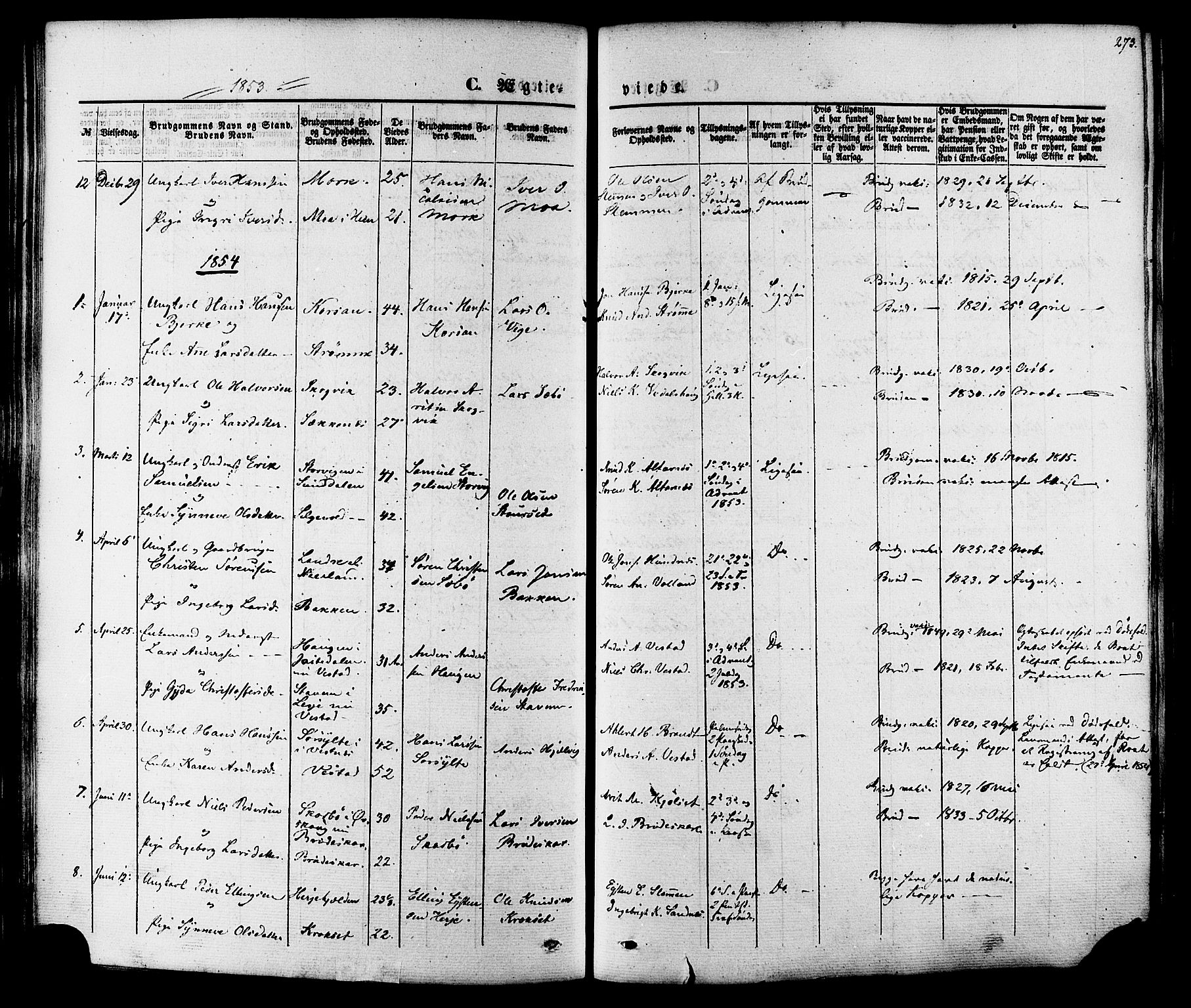 Ministerialprotokoller, klokkerbøker og fødselsregistre - Møre og Romsdal, SAT/A-1454/547/L0603: Parish register (official) no. 547A05, 1846-1877, p. 273