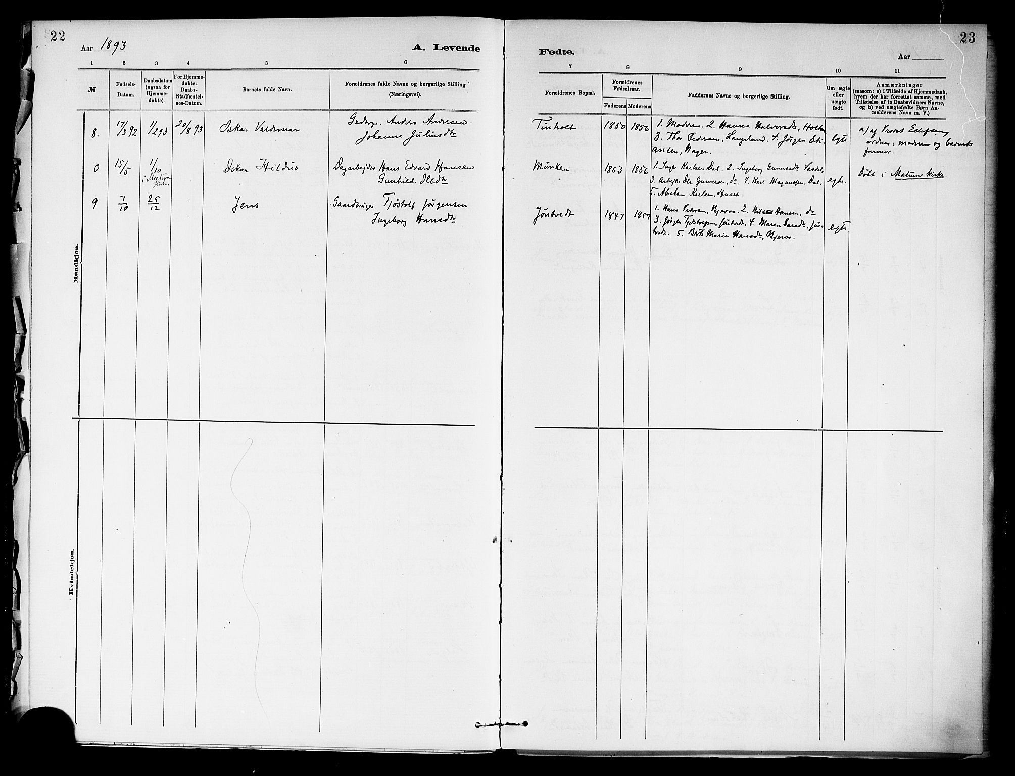 Holla kirkebøker, SAKO/A-272/F/Fa/L0009: Parish register (official) no. 9, 1881-1897, p. 22