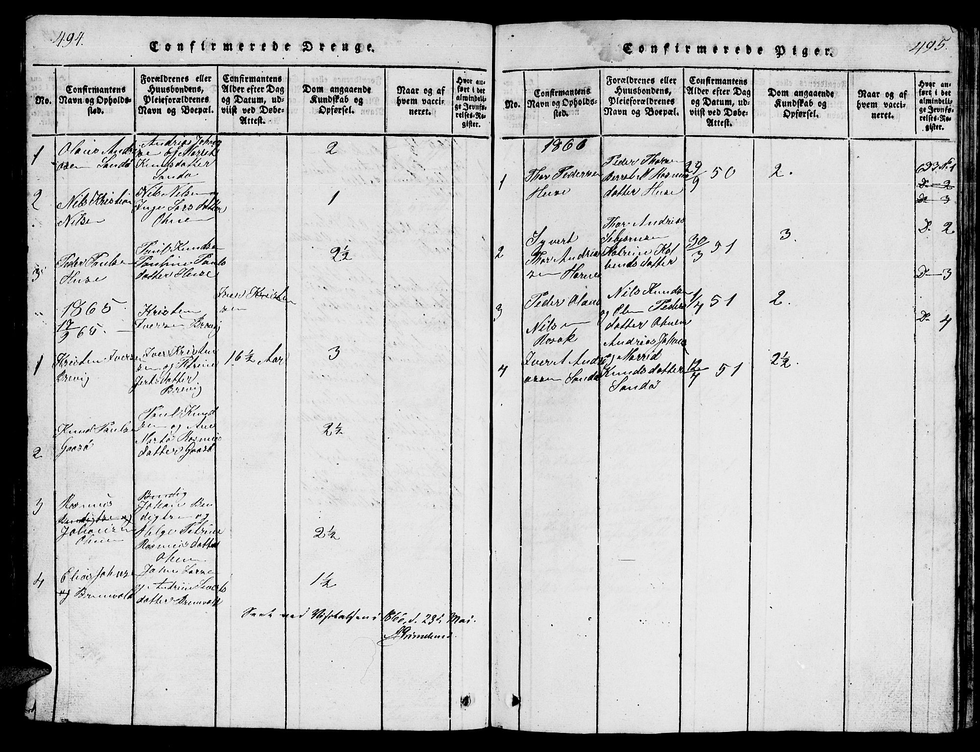 Ministerialprotokoller, klokkerbøker og fødselsregistre - Møre og Romsdal, AV/SAT-A-1454/561/L0731: Parish register (copy) no. 561C01, 1817-1867, p. 494-495