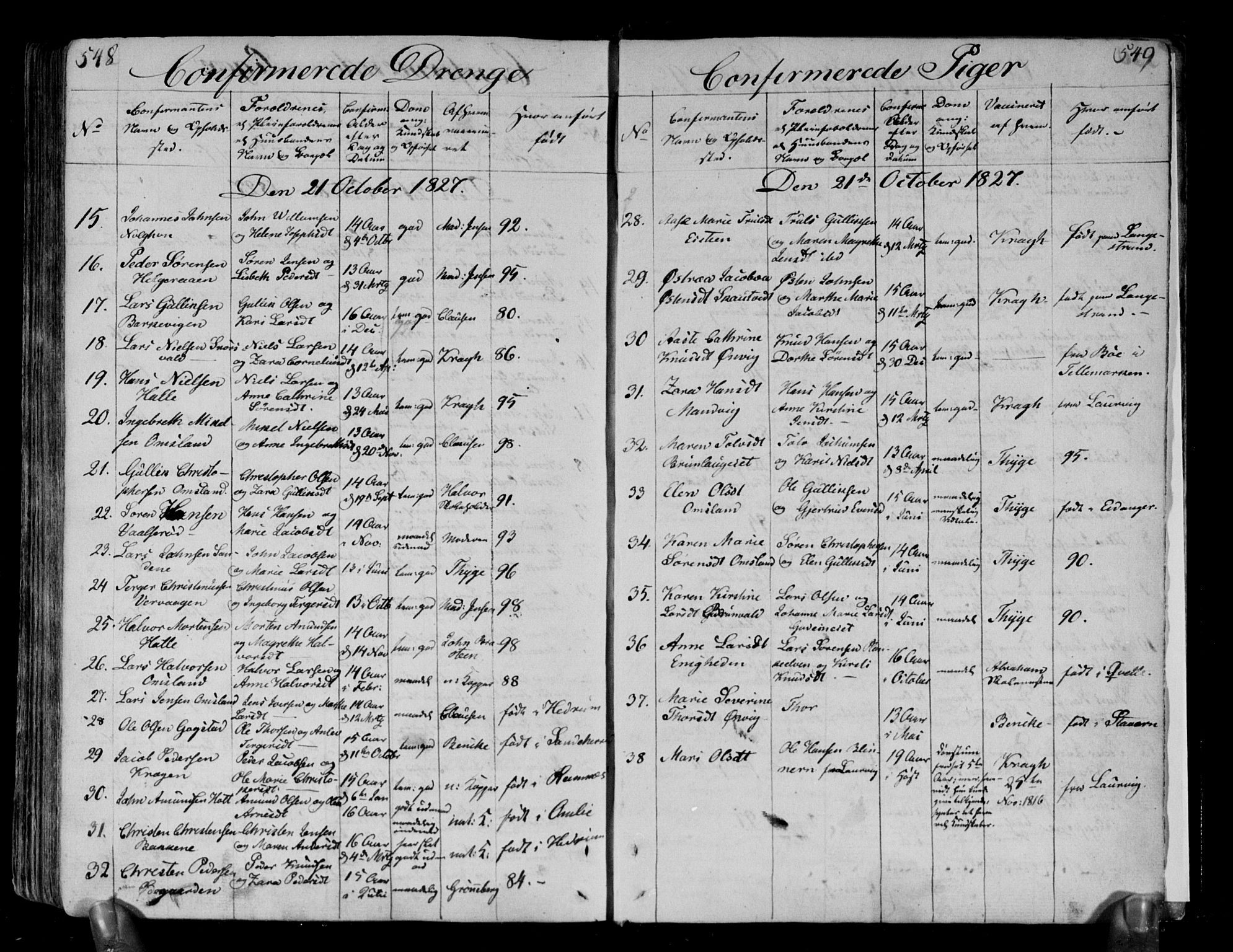 Brunlanes kirkebøker, SAKO/A-342/F/Fa/L0002: Parish register (official) no. I 2, 1802-1834, p. 548-549