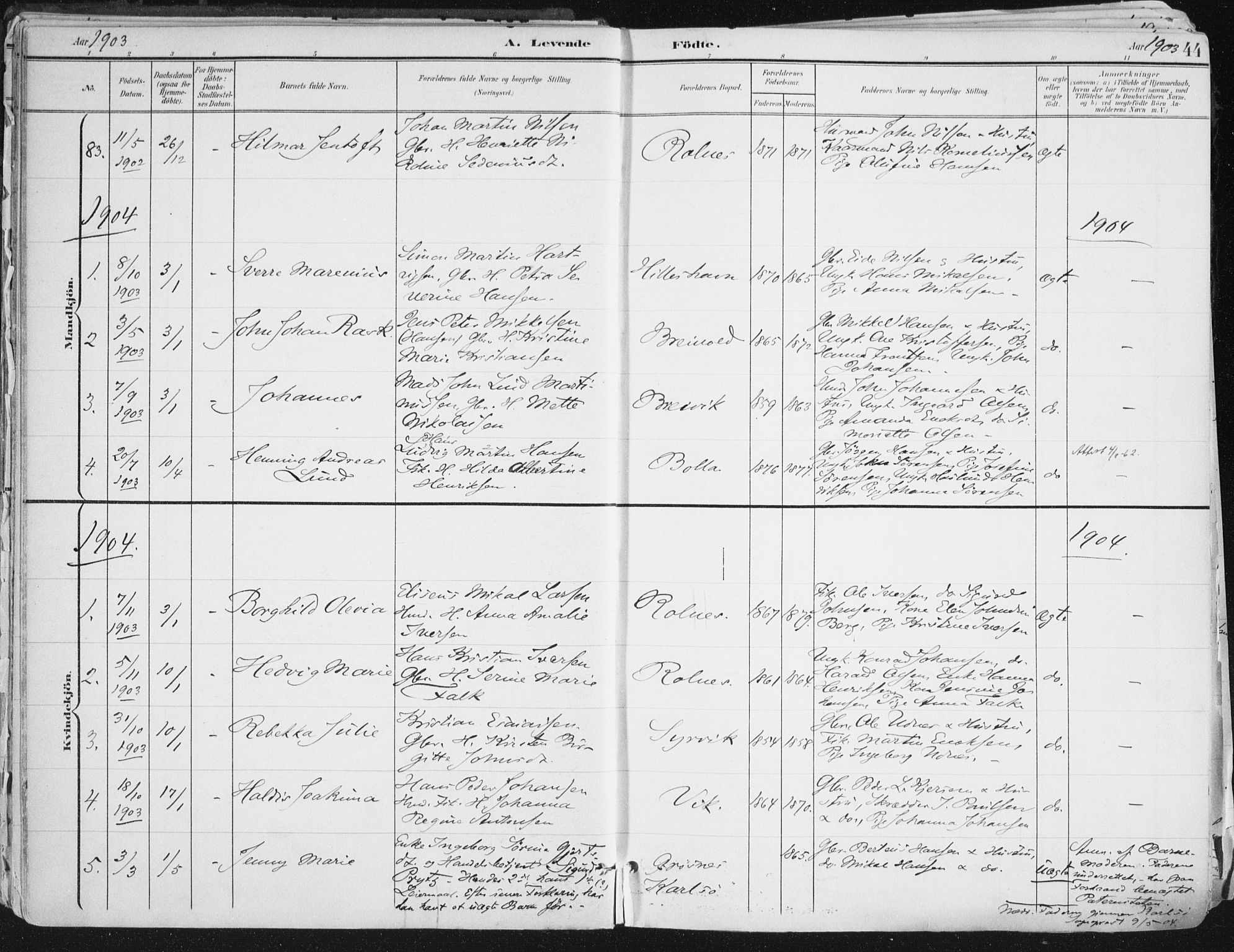 Ibestad sokneprestembete, SATØ/S-0077/H/Ha/Haa/L0017kirke: Parish register (official) no. 17, 1901-1914, p. 44