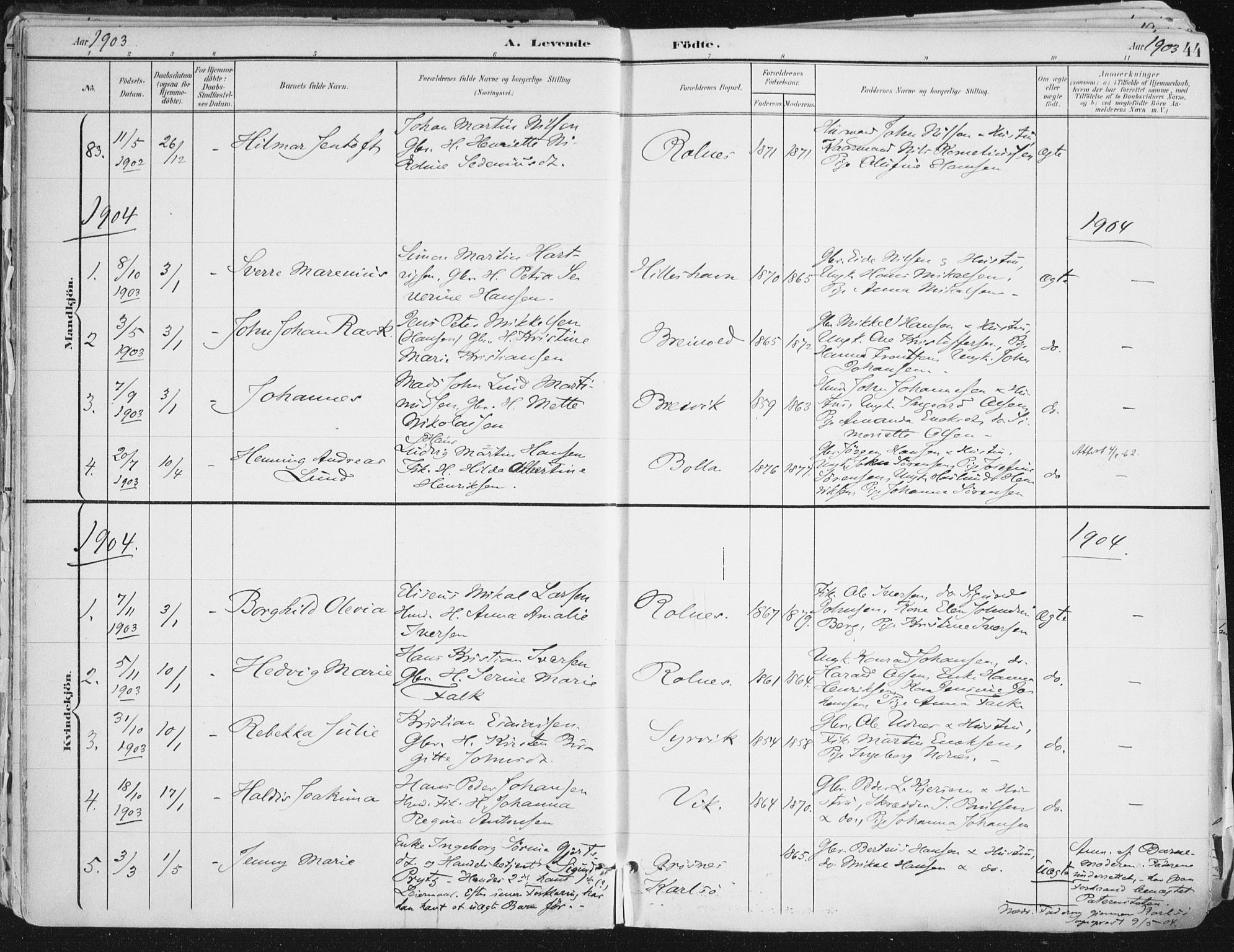 Ibestad sokneprestembete, AV/SATØ-S-0077/H/Ha/Haa/L0017kirke: Parish register (official) no. 17, 1901-1914, p. 44