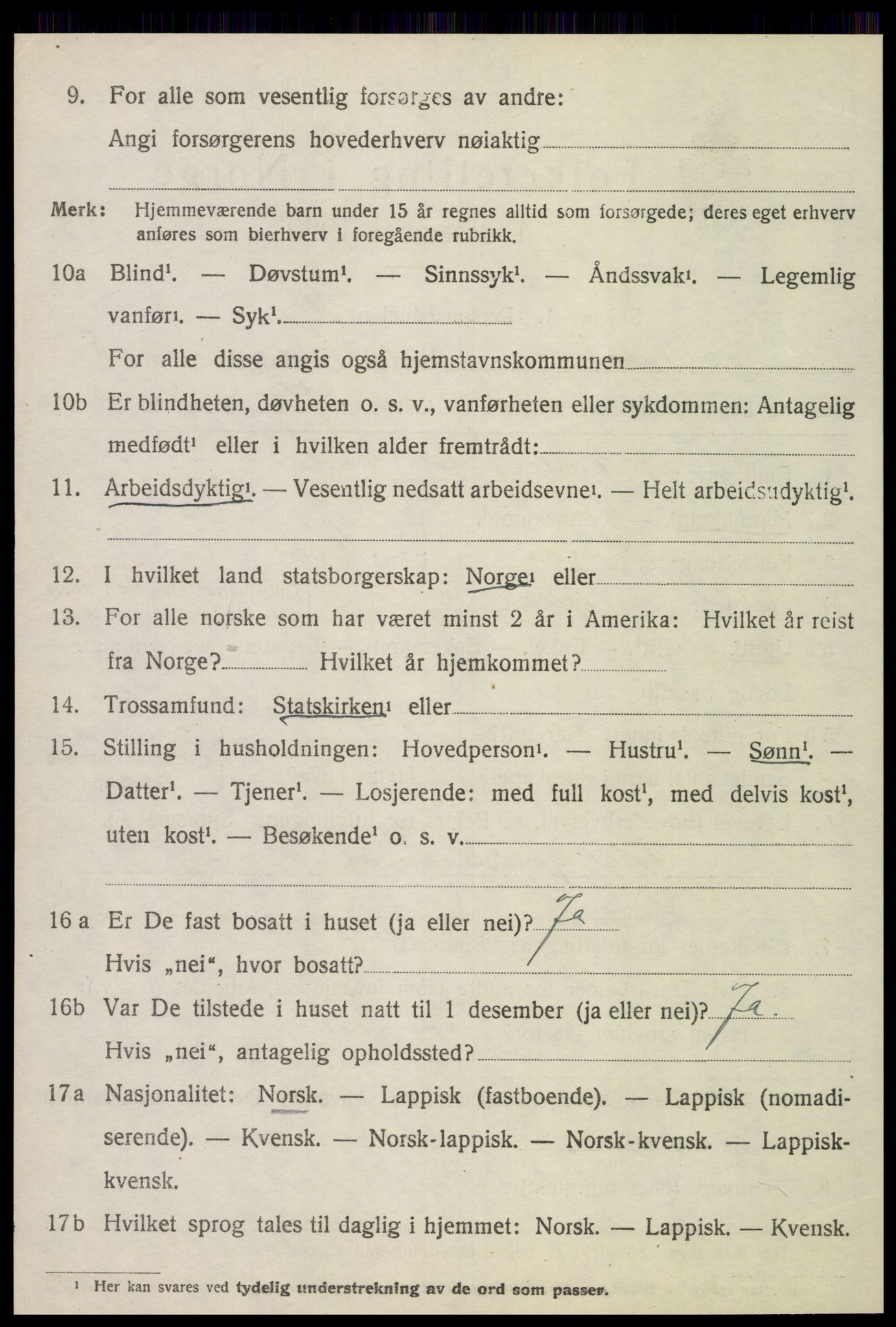 SAT, 1920 census for Tydal, 1920, p. 1720