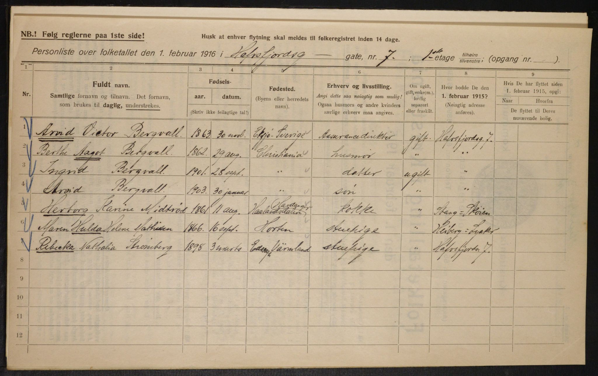 OBA, Municipal Census 1916 for Kristiania, 1916, p. 33873