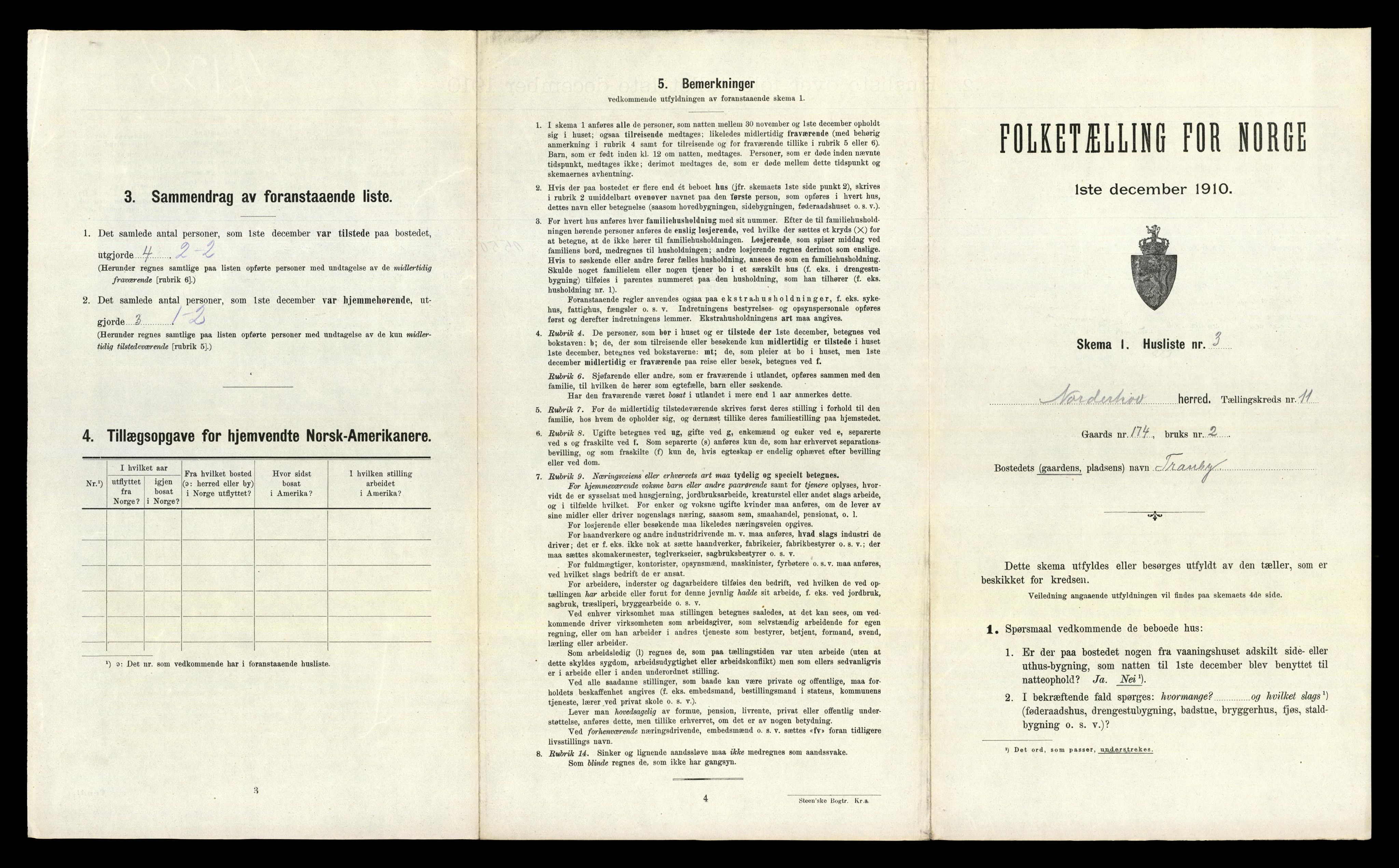 RA, 1910 census for Norderhov, 1910, p. 2736