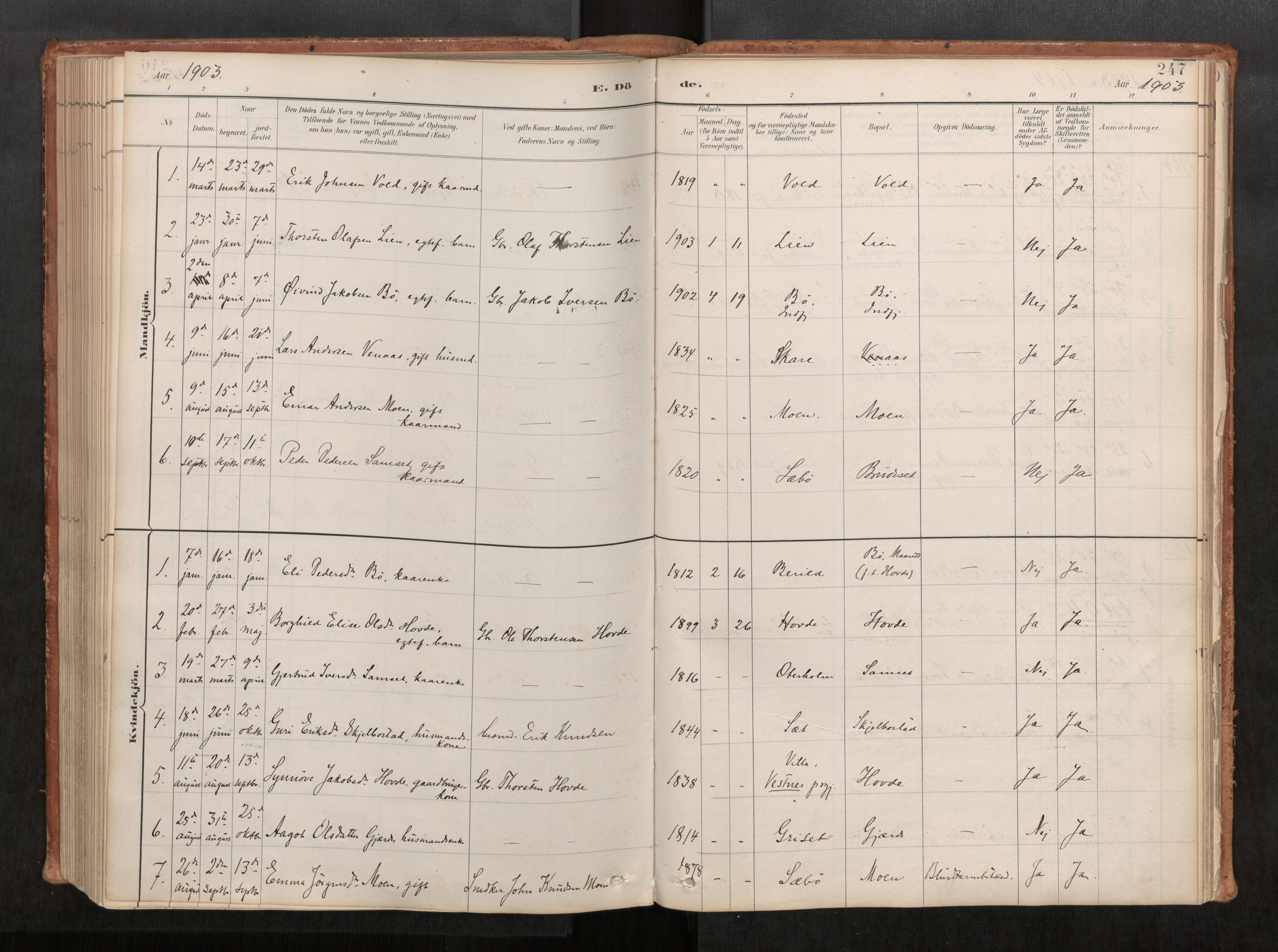 Ministerialprotokoller, klokkerbøker og fødselsregistre - Møre og Romsdal, SAT/A-1454/543/L0568: Parish register (official) no. 543A03, 1885-1915, p. 247