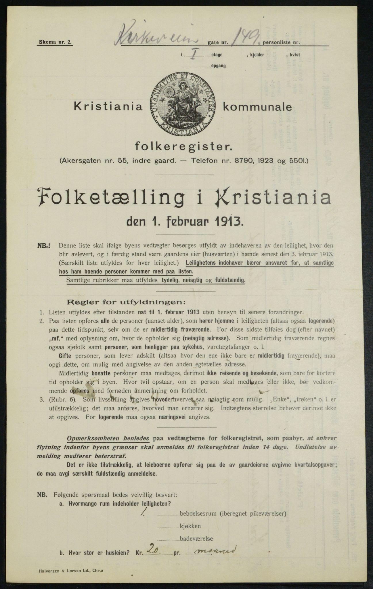 OBA, Municipal Census 1913 for Kristiania, 1913, p. 51198