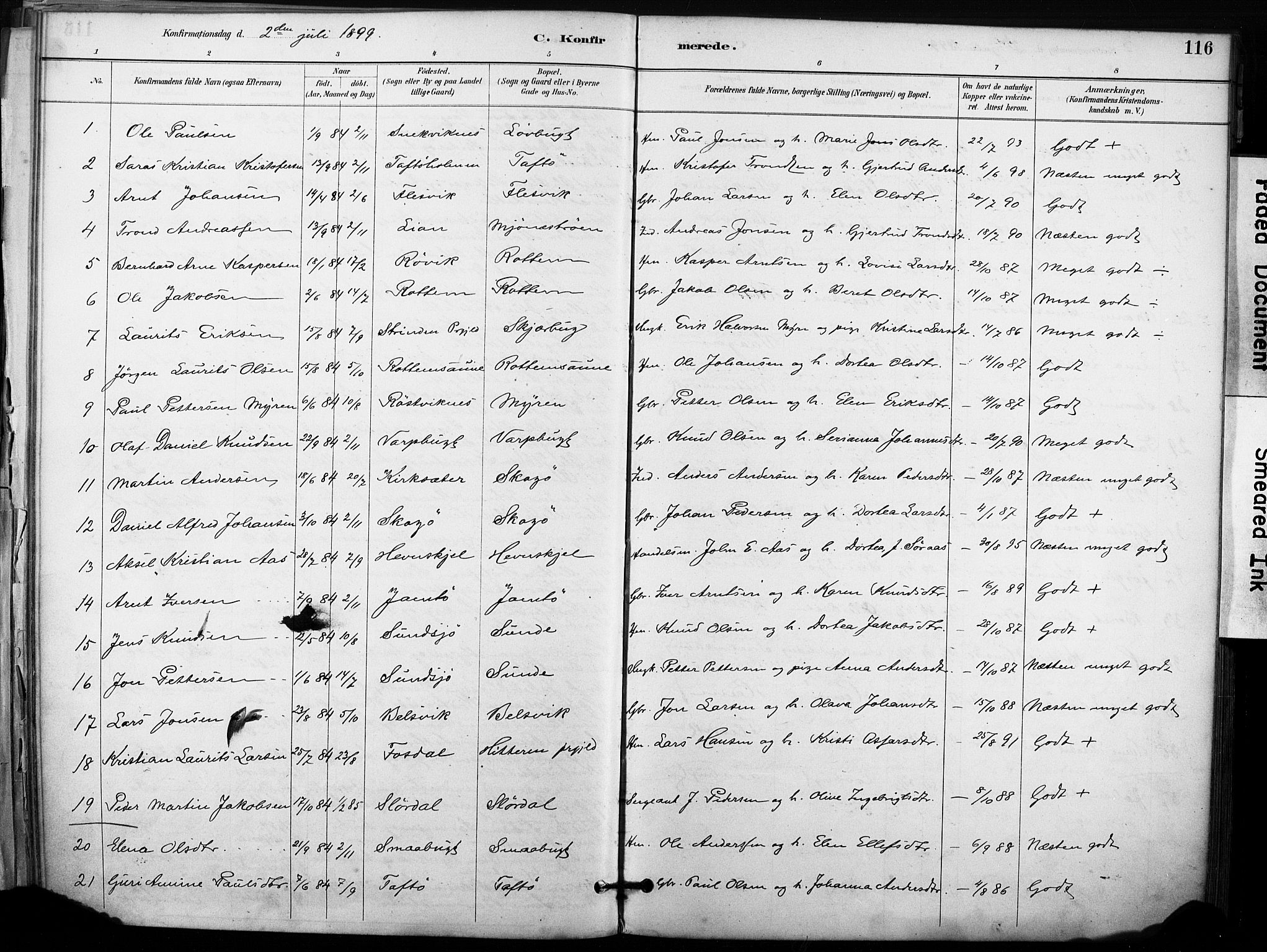 Ministerialprotokoller, klokkerbøker og fødselsregistre - Sør-Trøndelag, AV/SAT-A-1456/633/L0518: Parish register (official) no. 633A01, 1884-1906, p. 116