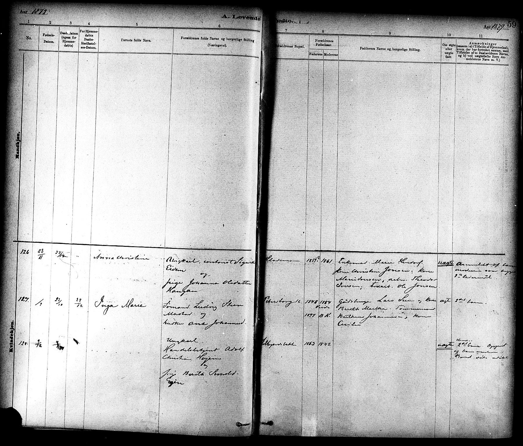 Ministerialprotokoller, klokkerbøker og fødselsregistre - Sør-Trøndelag, AV/SAT-A-1456/604/L0188: Parish register (official) no. 604A09, 1878-1892, p. 59