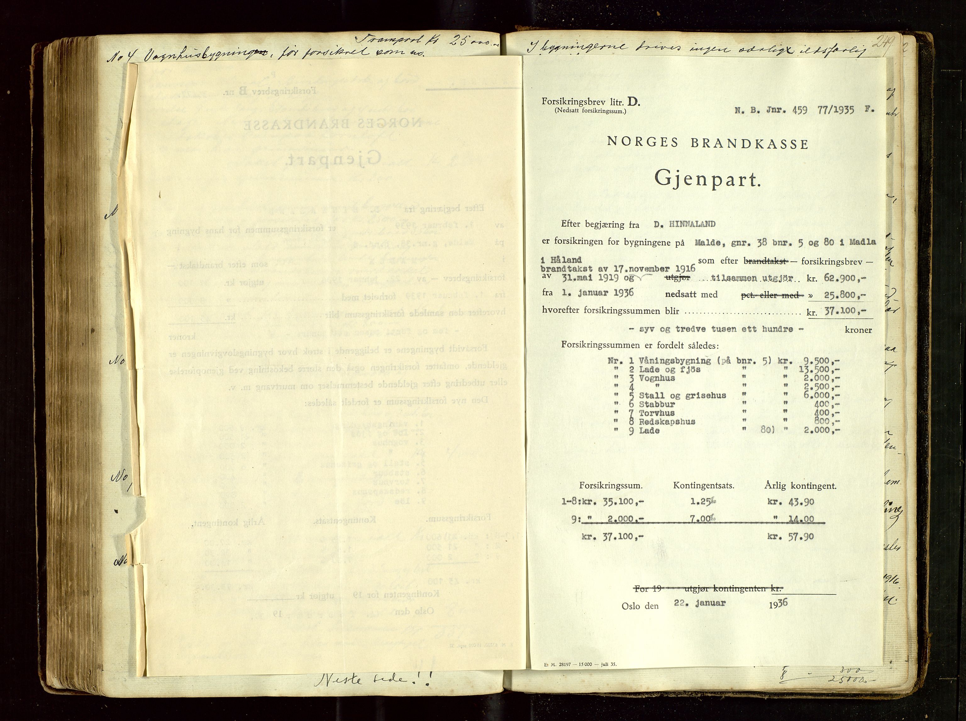 Håland lensmannskontor, SAST/A-100100/Go/L0002: Branntakstprotokoll for Sole tinglag, 1846-1916, p. 248b-249a