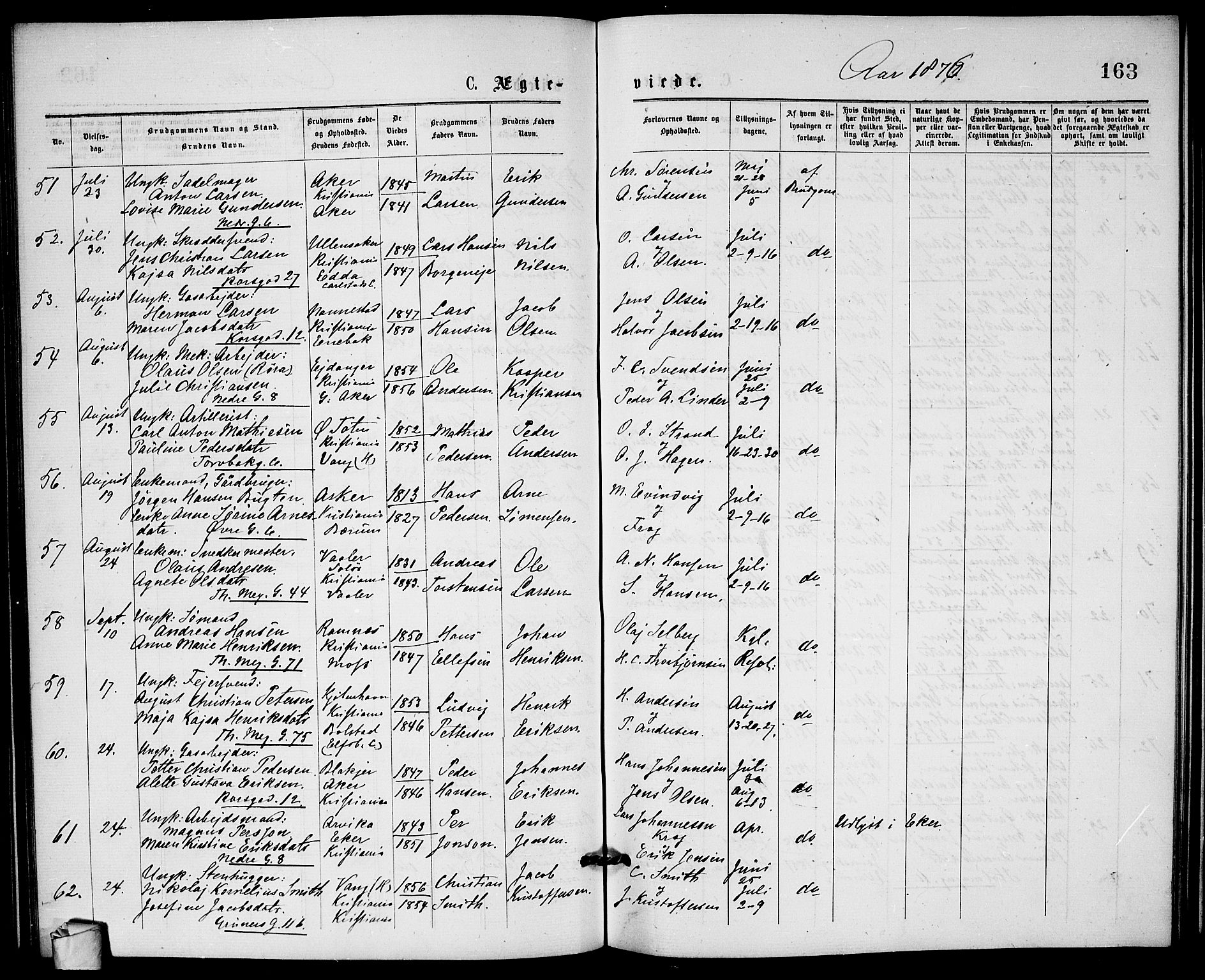 Paulus prestekontor Kirkebøker, AV/SAO-A-10871/G/Ga/L0001: Parish register (copy) no. 1, 1875-1878, p. 163