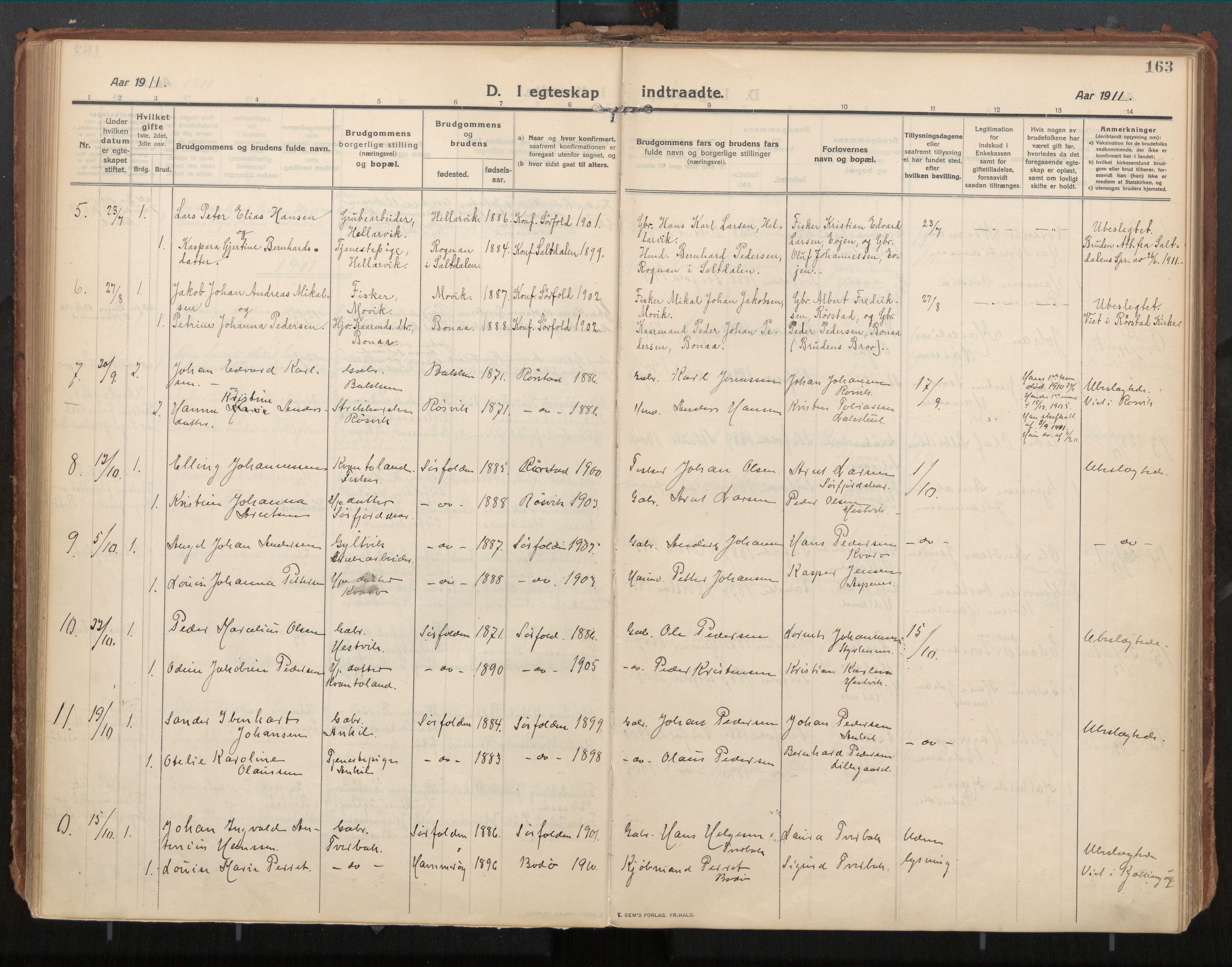 Ministerialprotokoller, klokkerbøker og fødselsregistre - Nordland, AV/SAT-A-1459/854/L0784: Parish register (official) no. 854A07, 1910-1922, p. 163