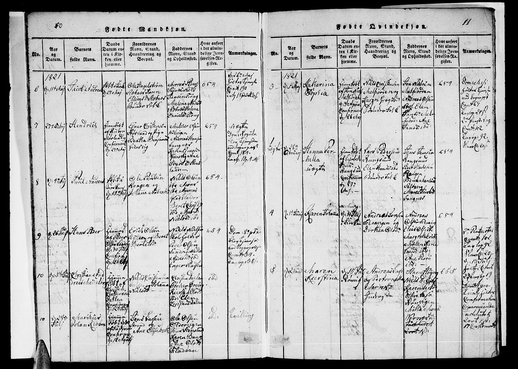 Ministerialprotokoller, klokkerbøker og fødselsregistre - Nordland, AV/SAT-A-1459/841/L0616: Parish register (copy) no. 841C01 /1, 1820-1832, p. 10-11