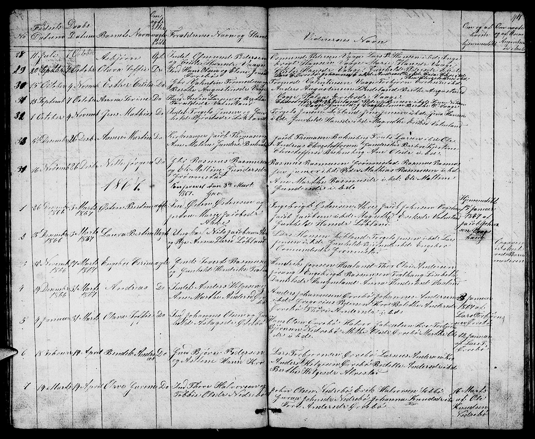 Tysvær sokneprestkontor, SAST/A -101864/H/Ha/Hab/L0001: Parish register (copy) no. B 1, 1851-1887, p. 44