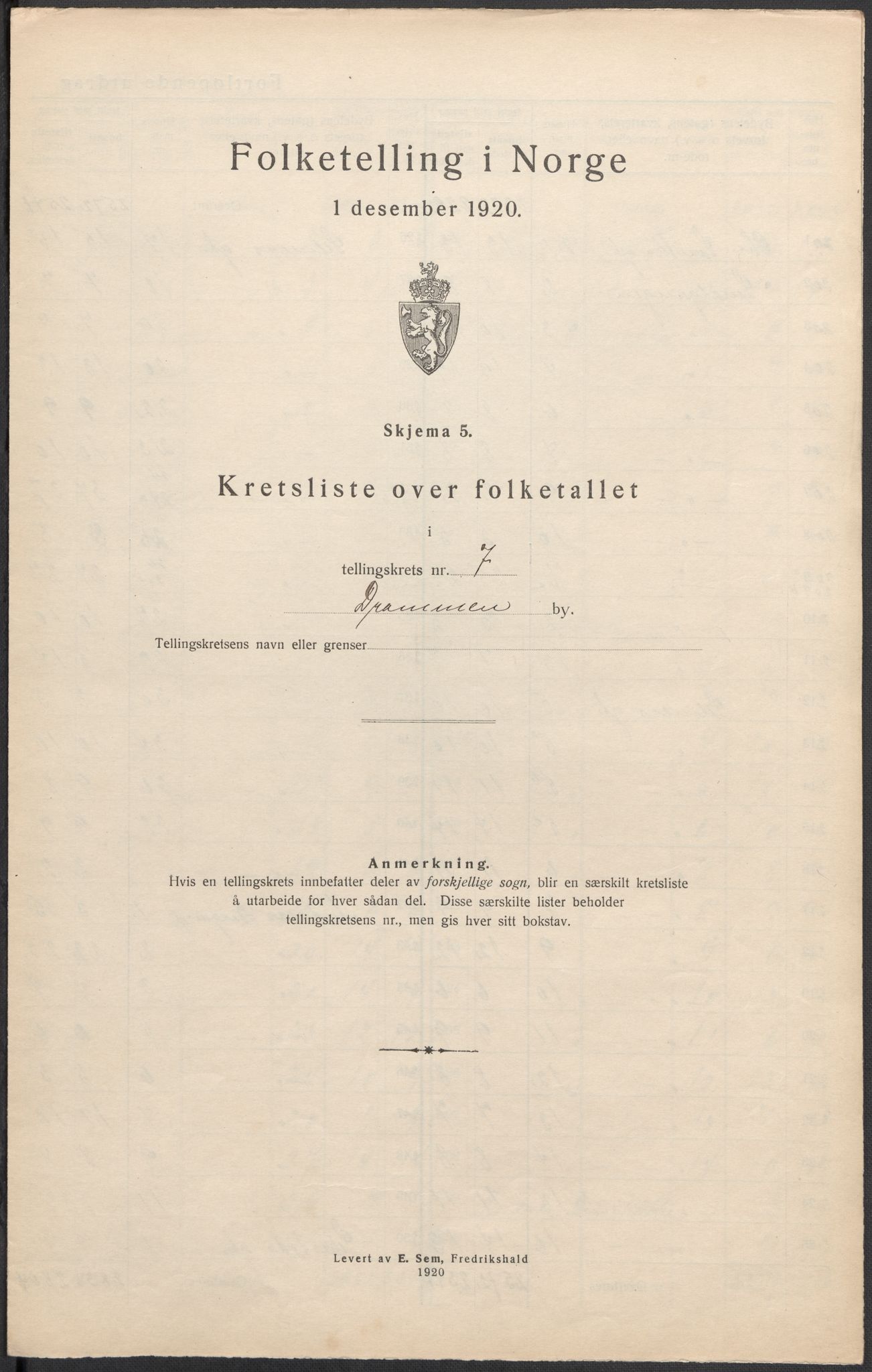 SAKO, 1920 census for Drammen, 1920, p. 58
