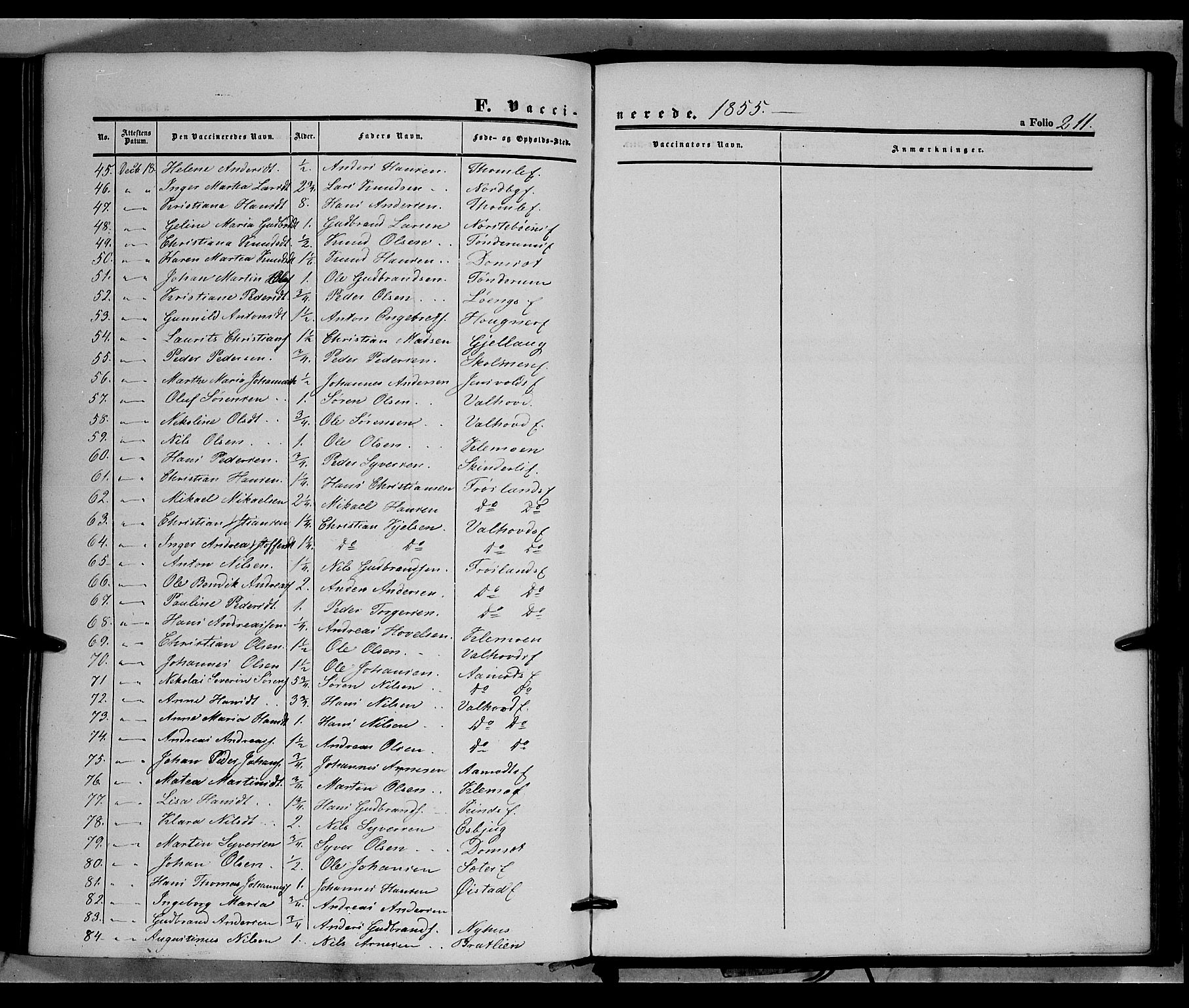 Land prestekontor, AV/SAH-PREST-120/H/Ha/Haa/L0010: Parish register (official) no. 10, 1847-1859, p. 211