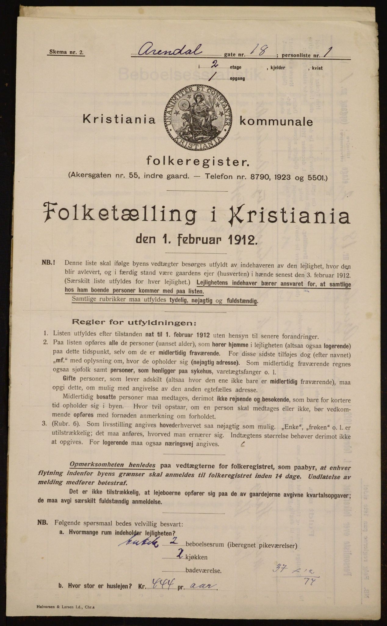 OBA, Municipal Census 1912 for Kristiania, 1912, p. 2073