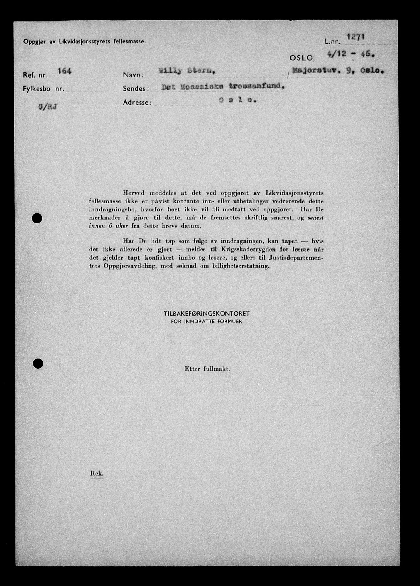 Justisdepartementet, Tilbakeføringskontoret for inndratte formuer, RA/S-1564/H/Hc/Hcc/L0983: --, 1945-1947, p. 215
