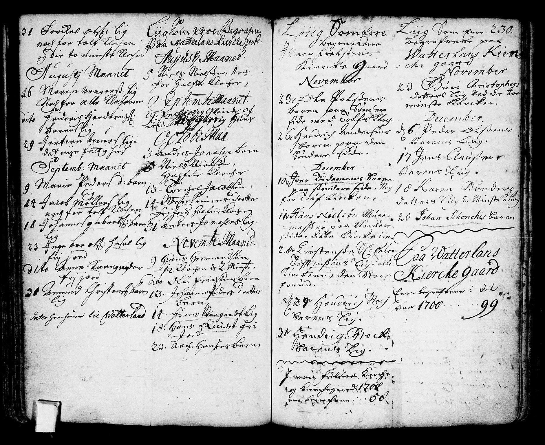 Oslo domkirke Kirkebøker, SAO/A-10752/F/Fa/L0002: Parish register (official) no. 2, 1705-1730, p. 230