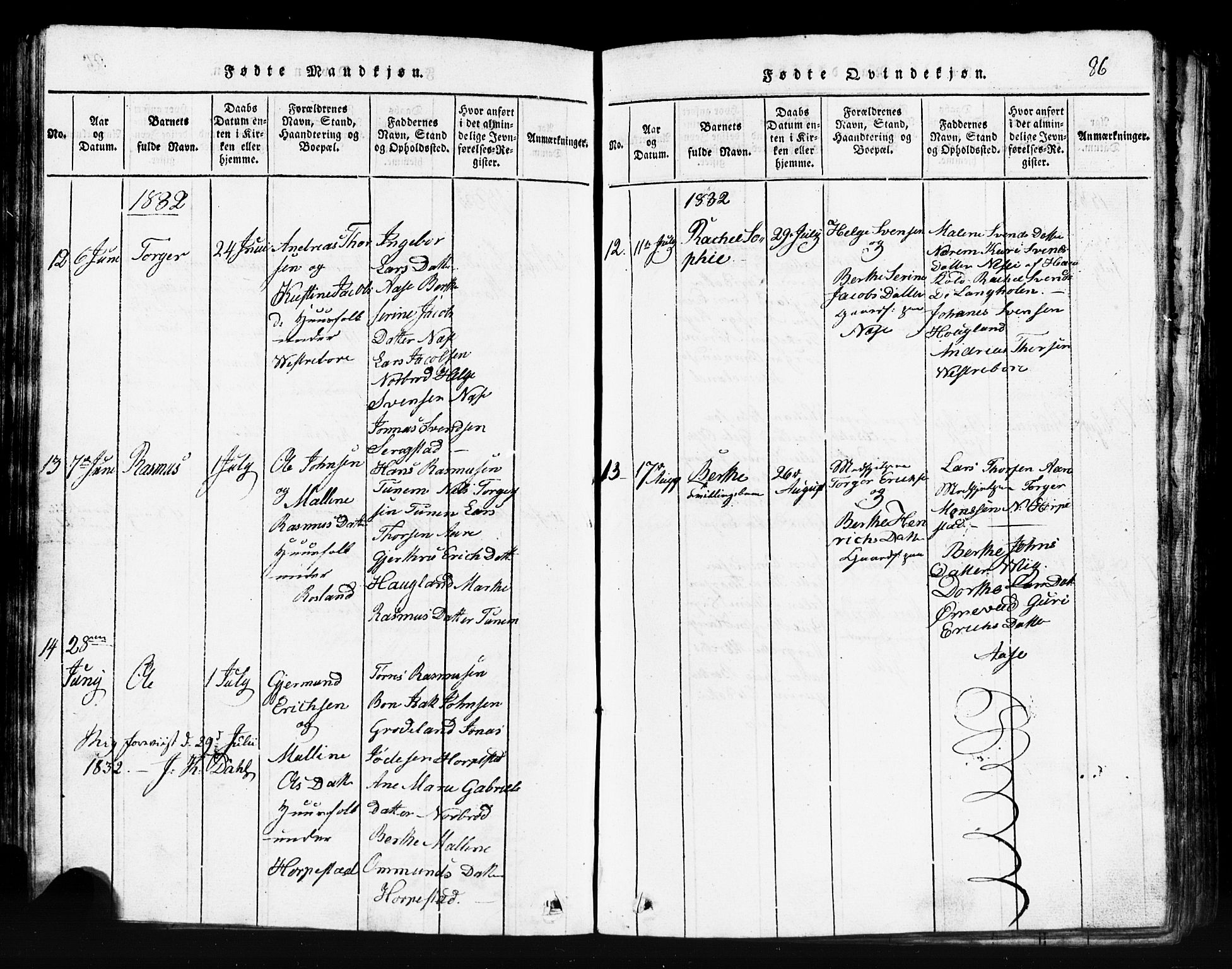 Klepp sokneprestkontor, AV/SAST-A-101803/001/3/30BB/L0001: Parish register (copy) no.  B 1, 1816-1859, p. 86