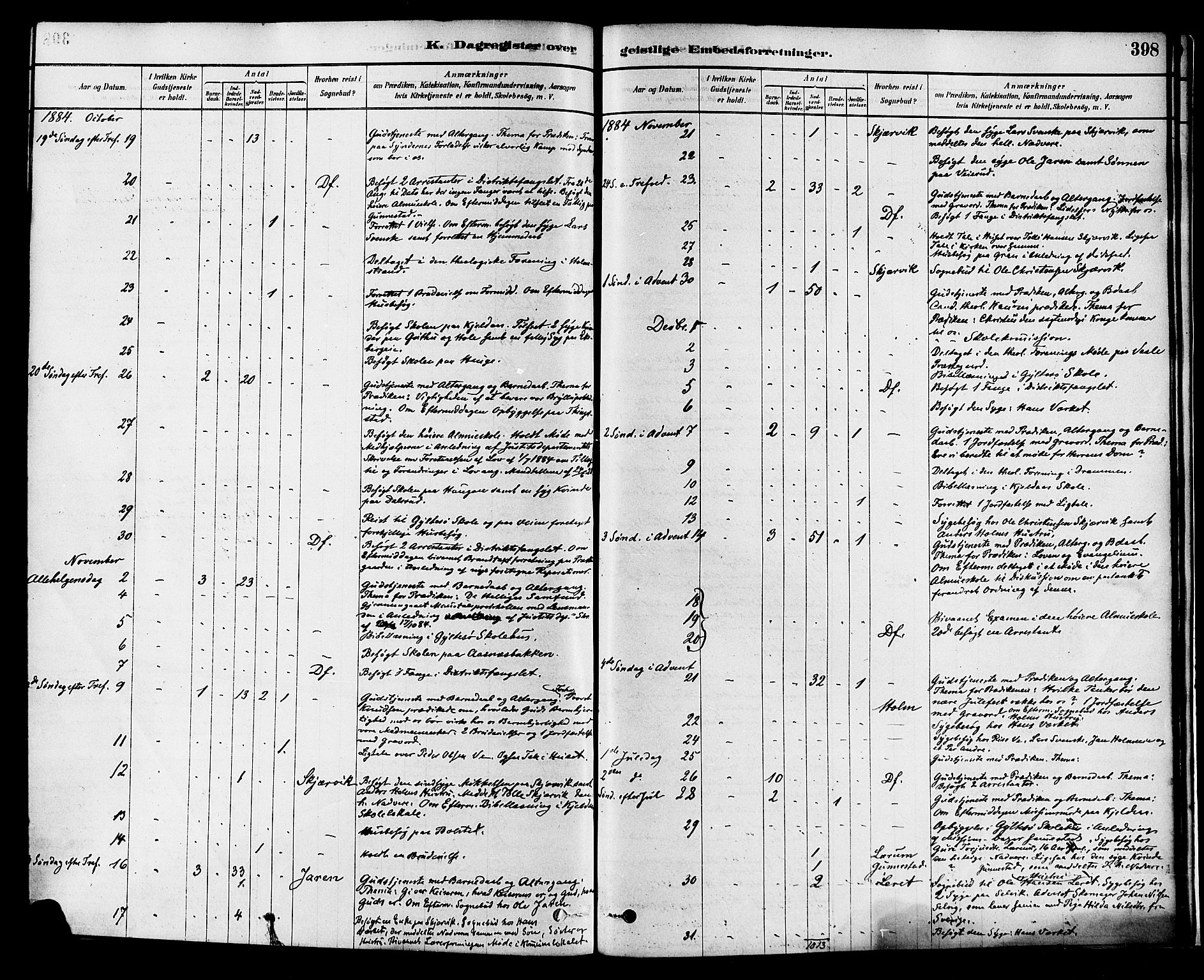 Sande Kirkebøker, SAKO/A-53/F/Fa/L0006: Parish register (official) no. 6, 1878-1888, p. 398