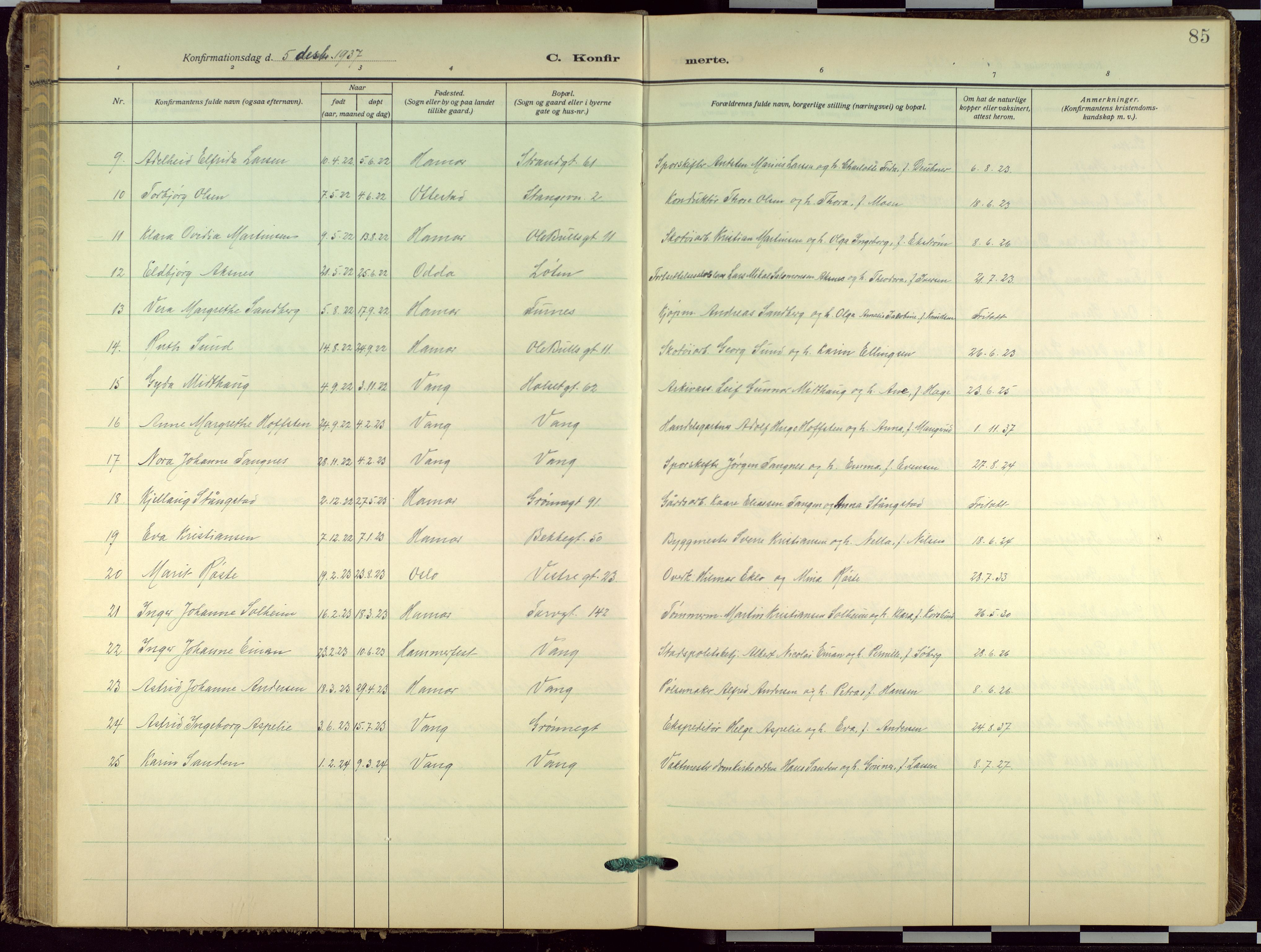 Hamar prestekontor, AV/SAH-DOMPH-002/H/Ha/Haa/L0005: Parish register (official) no. 5, 1929-1958, p. 85