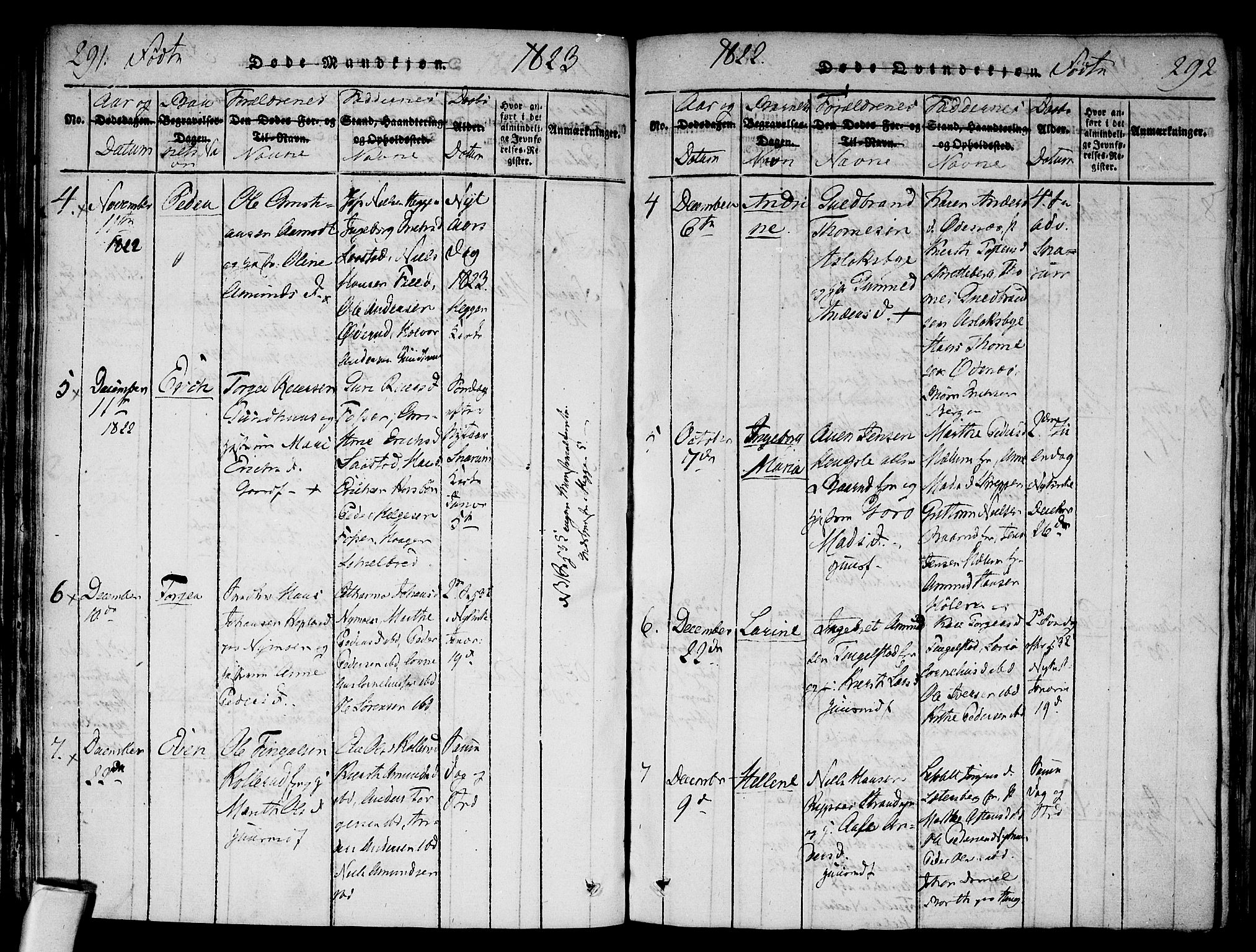 Modum kirkebøker, AV/SAKO-A-234/F/Fa/L0004: Parish register (official) no. 4, 1818-1824, p. 291-292