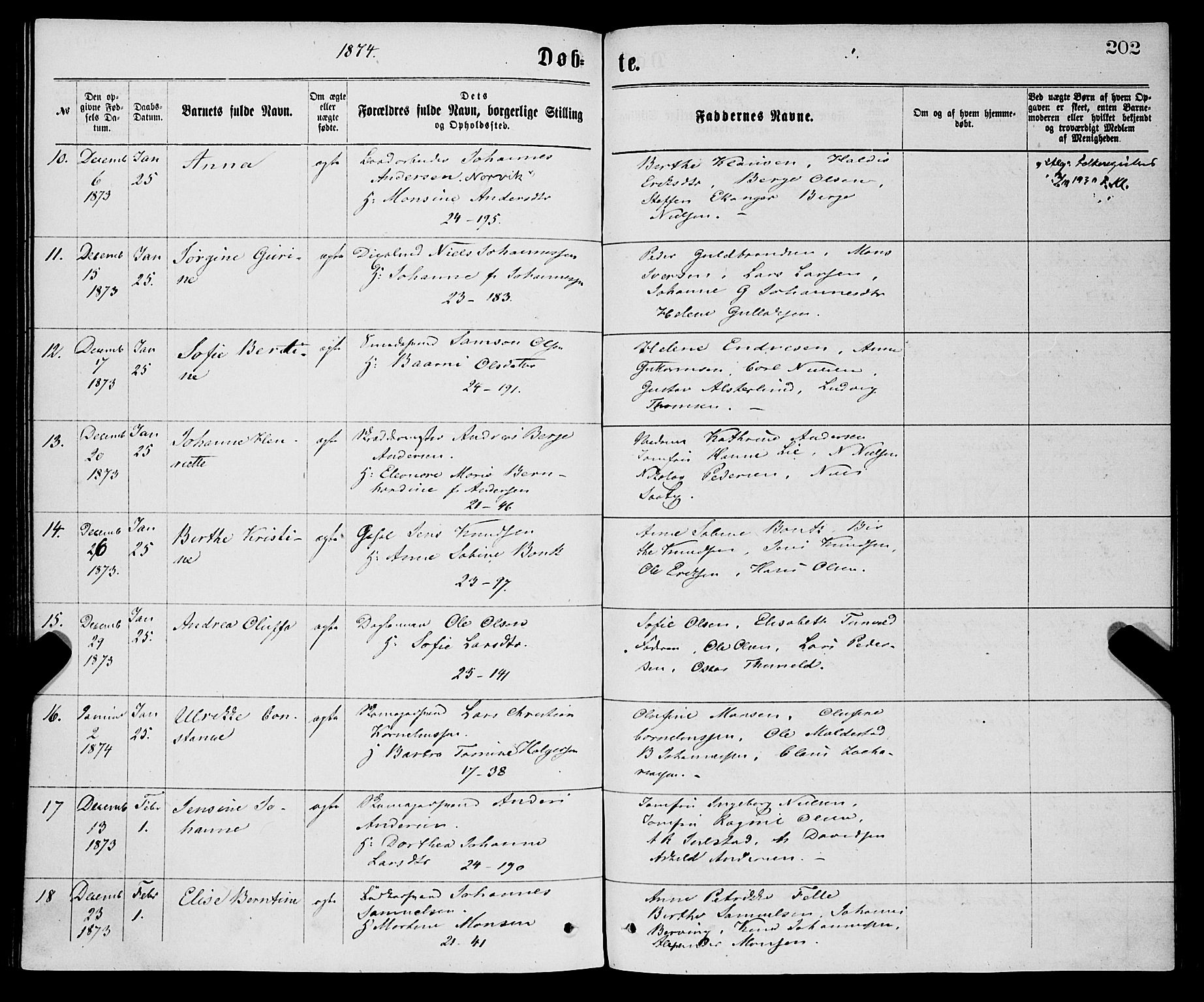 Korskirken sokneprestembete, AV/SAB-A-76101/H/Haa/L0020: Parish register (official) no. B 6, 1871-1878, p. 202