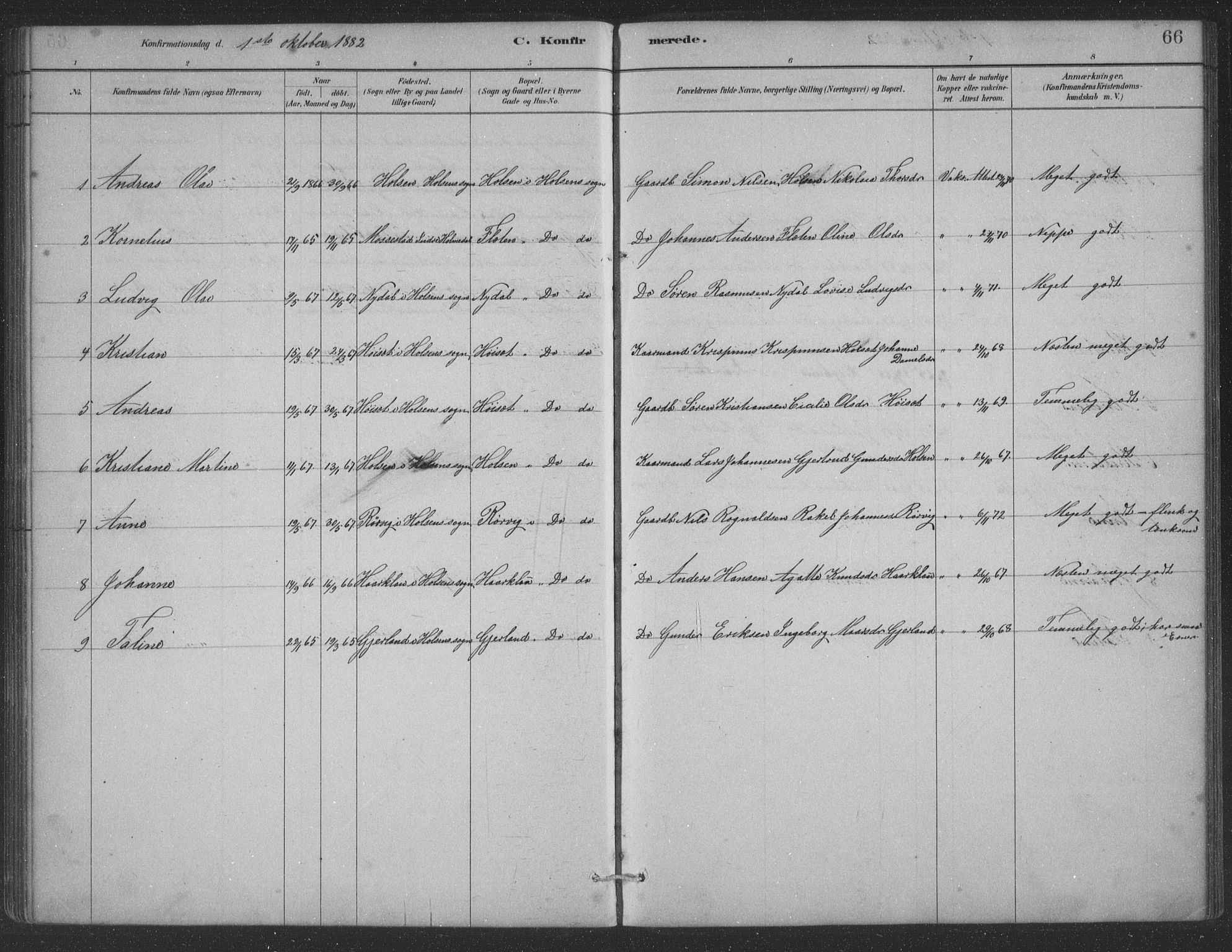 Førde sokneprestembete, SAB/A-79901/H/Hab/Habc/L0002: Parish register (copy) no. C 2, 1881-1911, p. 66