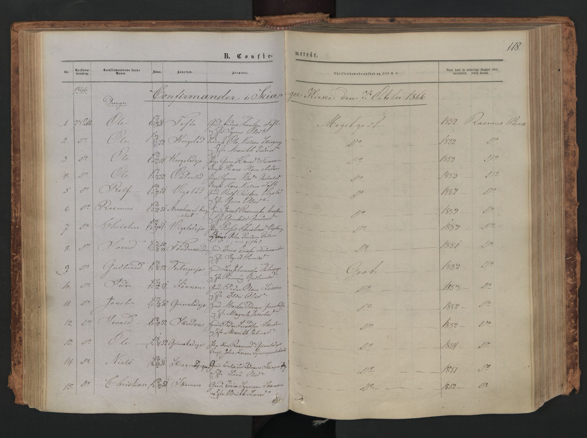 Skjåk prestekontor, SAH/PREST-072/H/Ha/Haa/L0001: Parish register (official) no. 1, 1863-1879, p. 118