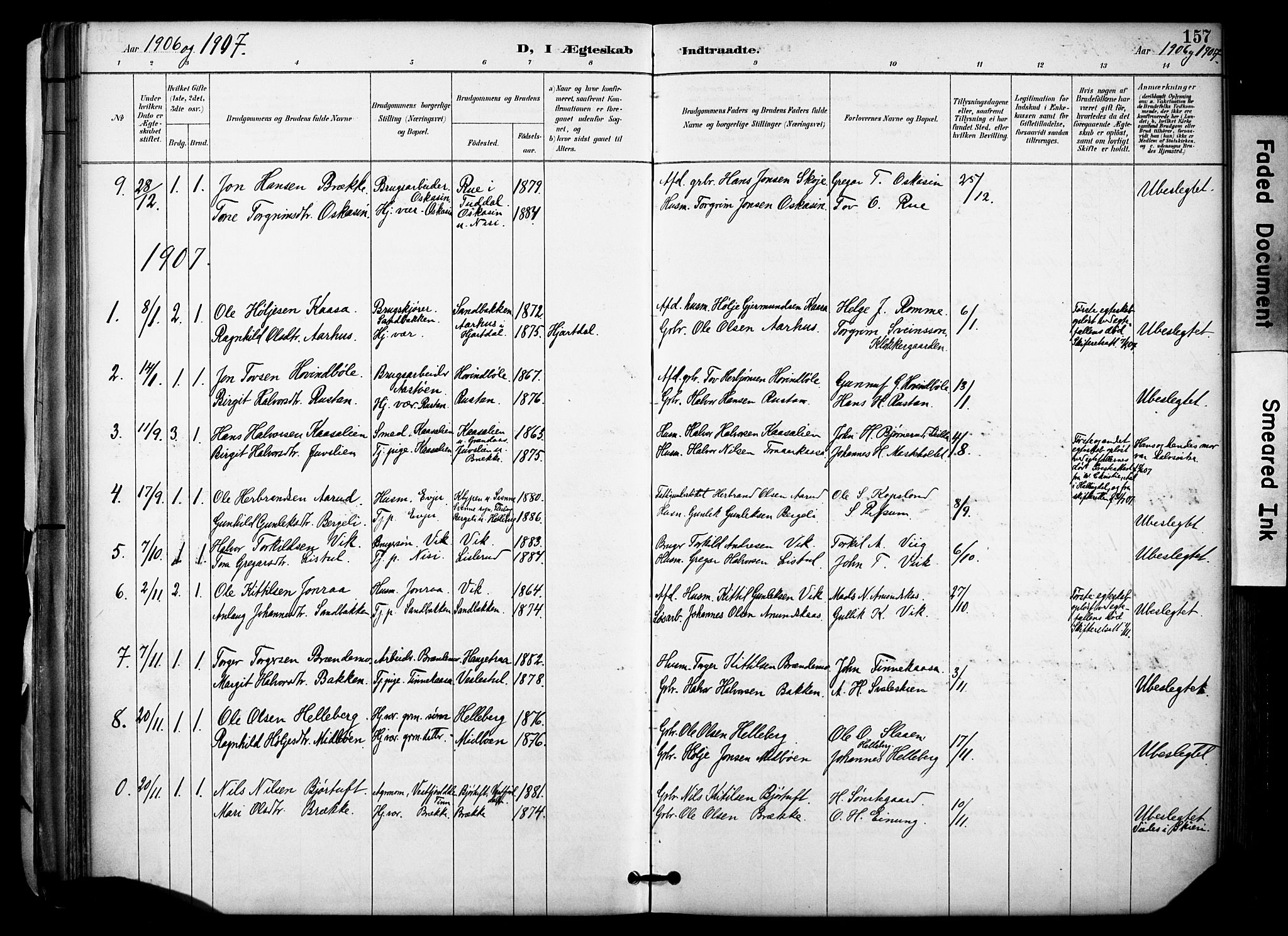 Gransherad kirkebøker, AV/SAKO-A-267/F/Fa/L0005: Parish register (official) no. I 5, 1887-1916, p. 157