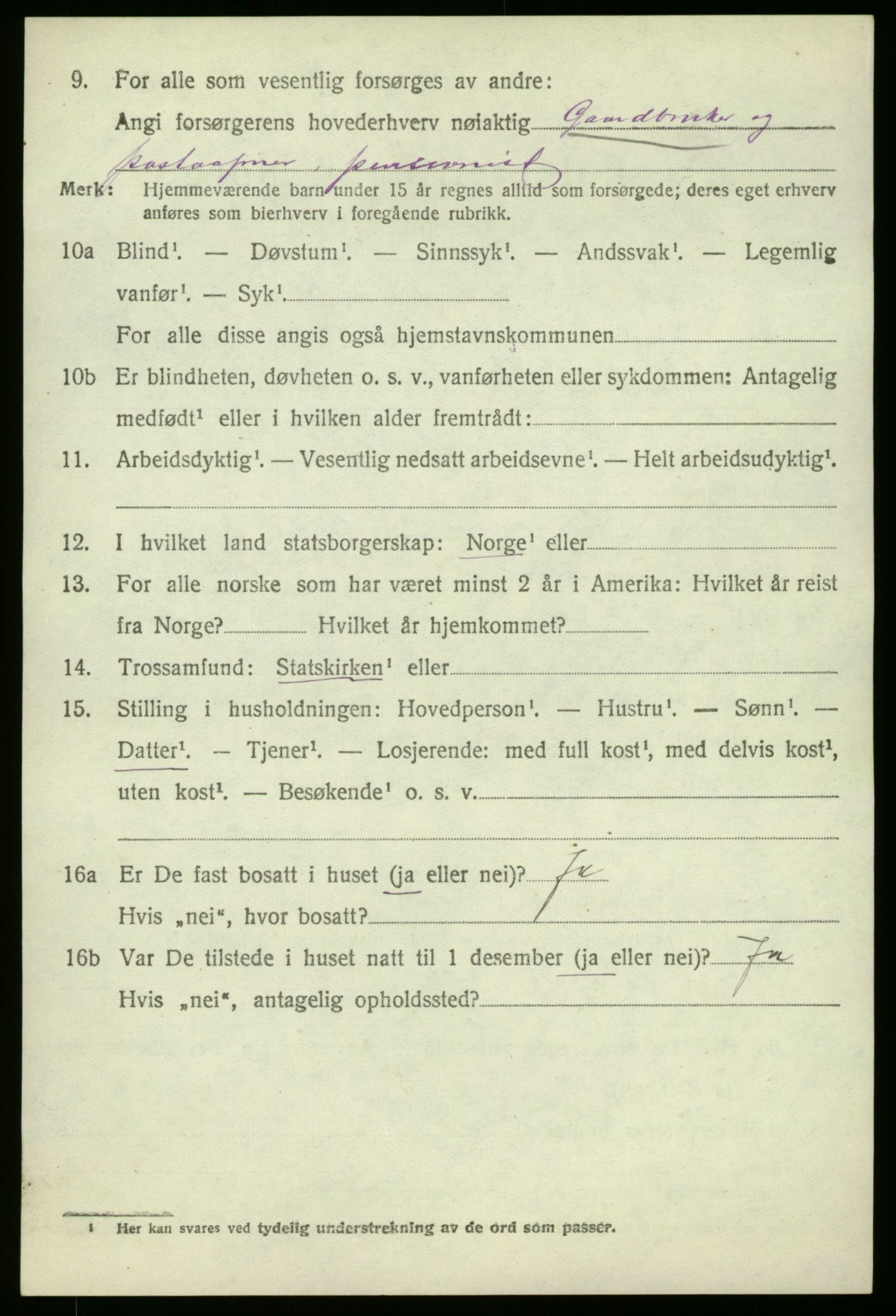 SAB, 1920 census for Solund, 1920, p. 2733