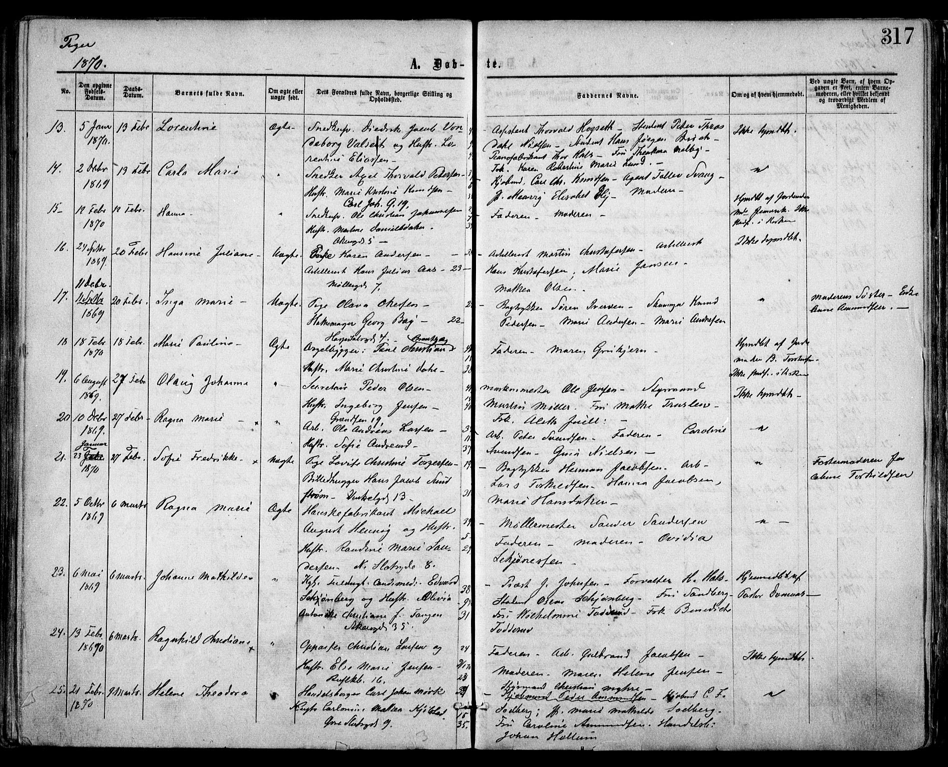Trefoldighet prestekontor Kirkebøker, SAO/A-10882/F/Fa/L0002: Parish register (official) no. I 2, 1863-1870, p. 317