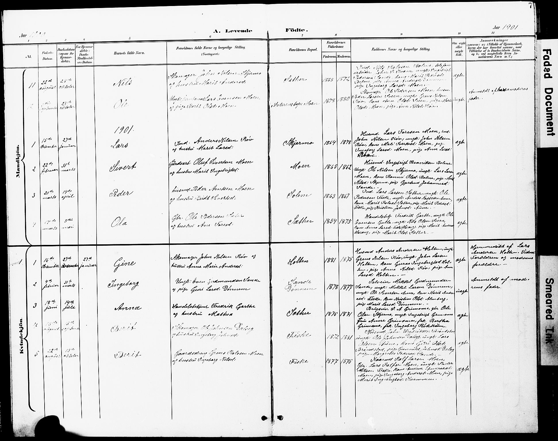 Ministerialprotokoller, klokkerbøker og fødselsregistre - Møre og Romsdal, SAT/A-1454/597/L1065: Parish register (copy) no. 597C02, 1899-1930, p. 7