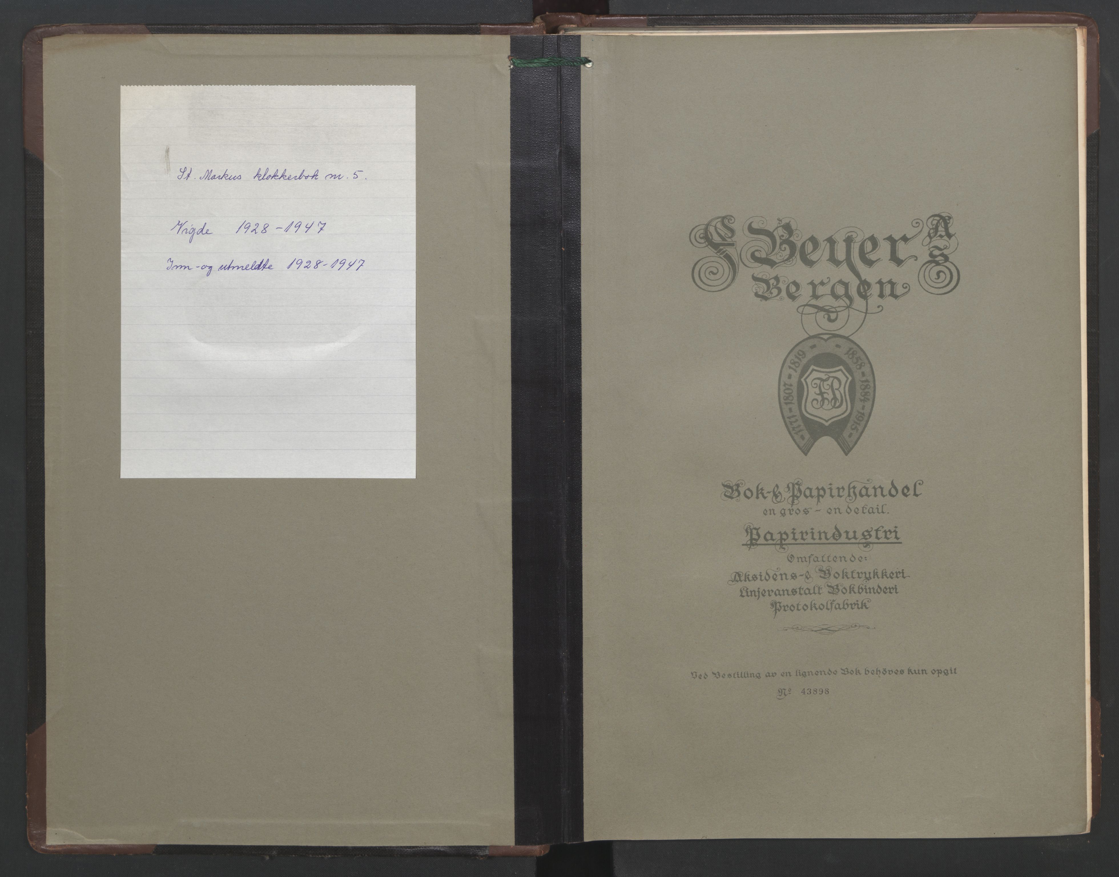 St. Markus sokneprestembete, SAB/A-99935: Parish register (copy) no. C 1, 1928-1947