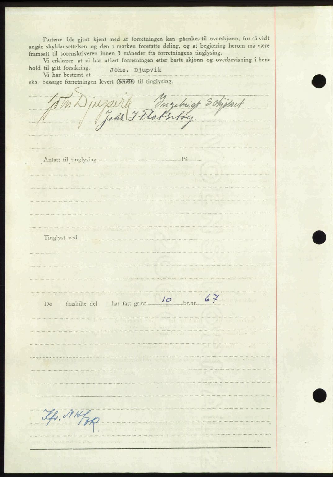 Nordmøre sorenskriveri, AV/SAT-A-4132/1/2/2Ca: Mortgage book no. A107, 1947-1948, Diary no: : 2914/1947