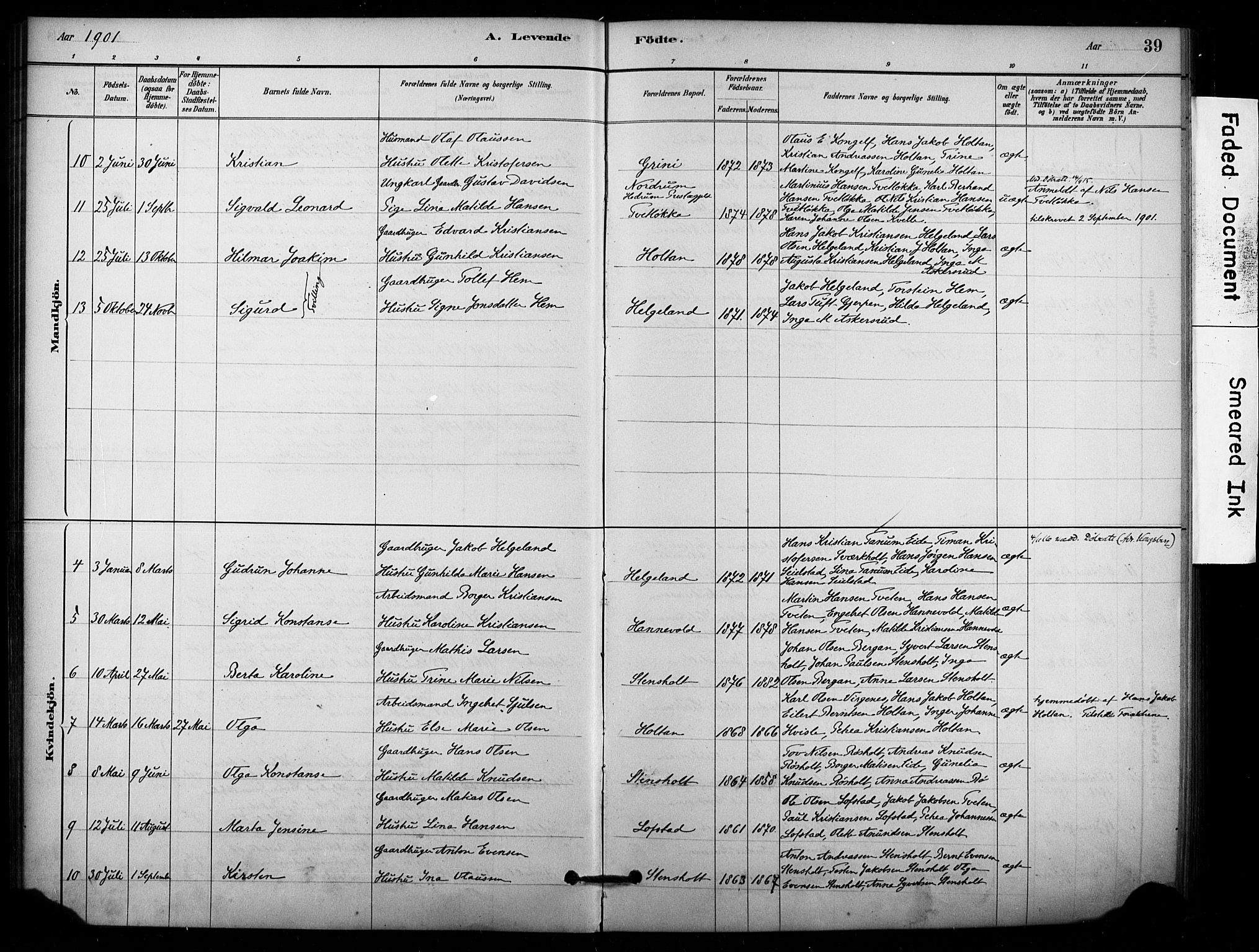 Lardal kirkebøker, AV/SAKO-A-350/F/Fd/L0001: Parish register (official) no. IV 1, 1881-1907, p. 39