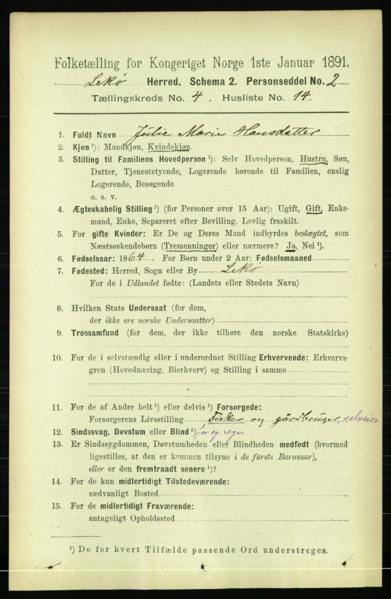 RA, 1891 census for 1755 Leka, 1891, p. 2014