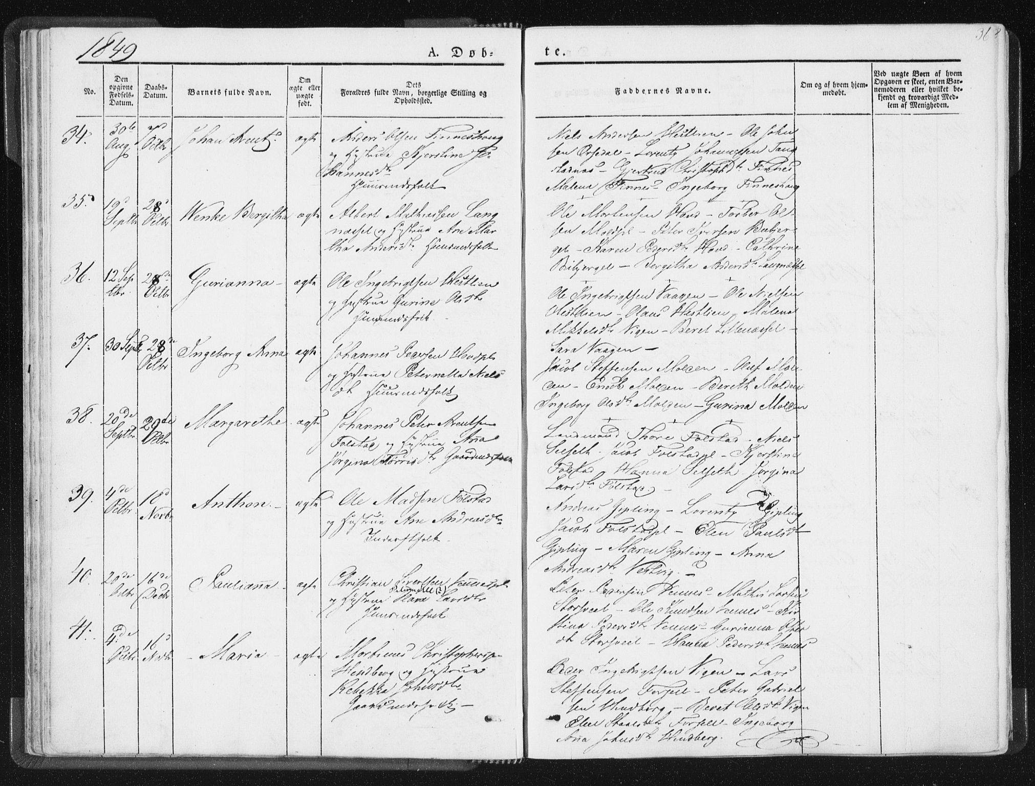 Ministerialprotokoller, klokkerbøker og fødselsregistre - Nord-Trøndelag, SAT/A-1458/744/L0418: Parish register (official) no. 744A02, 1843-1866, p. 36