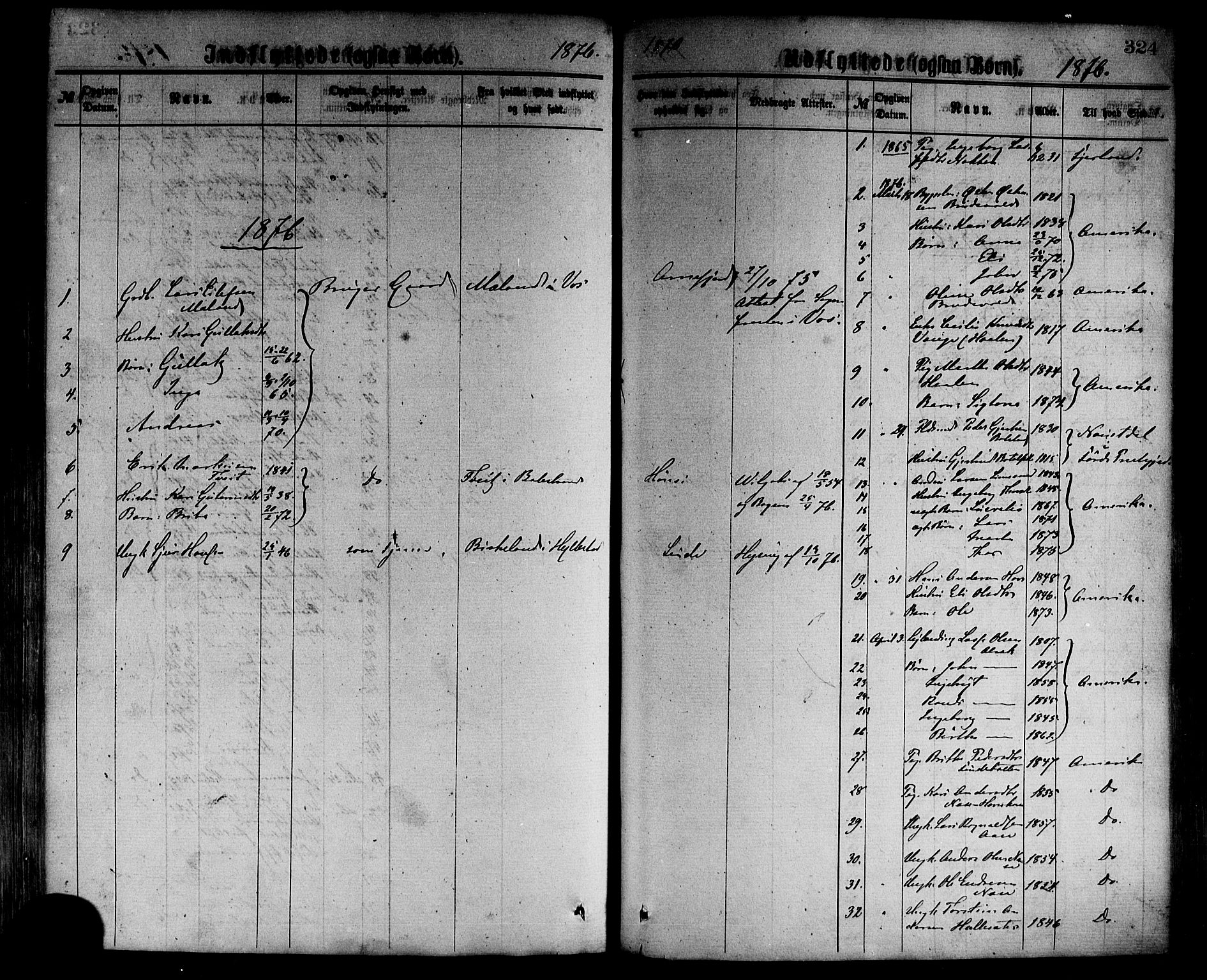 Vik sokneprestembete, SAB/A-81501: Parish register (official) no. A 9, 1866-1877, p. 324